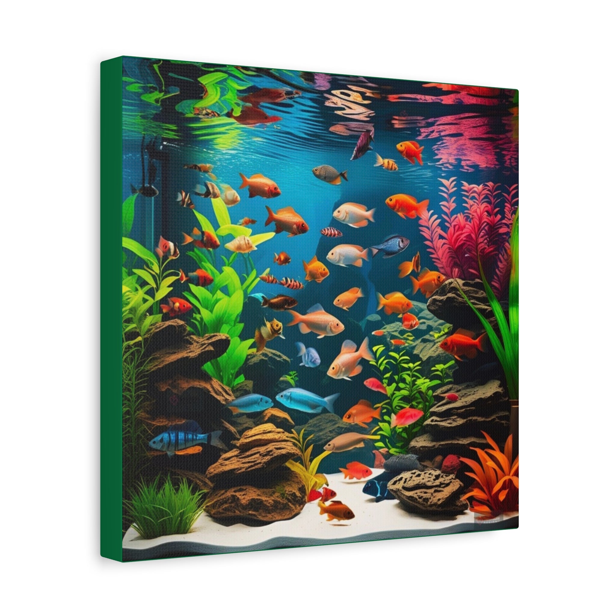 Canvas print of an aquarium scene with fish and plants