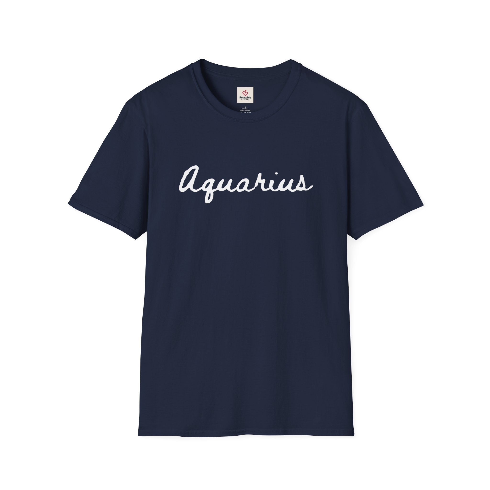 Aquarius Zodiac Unisex Heavy Cotton Tee - Minimalist Design by Relatable Designs