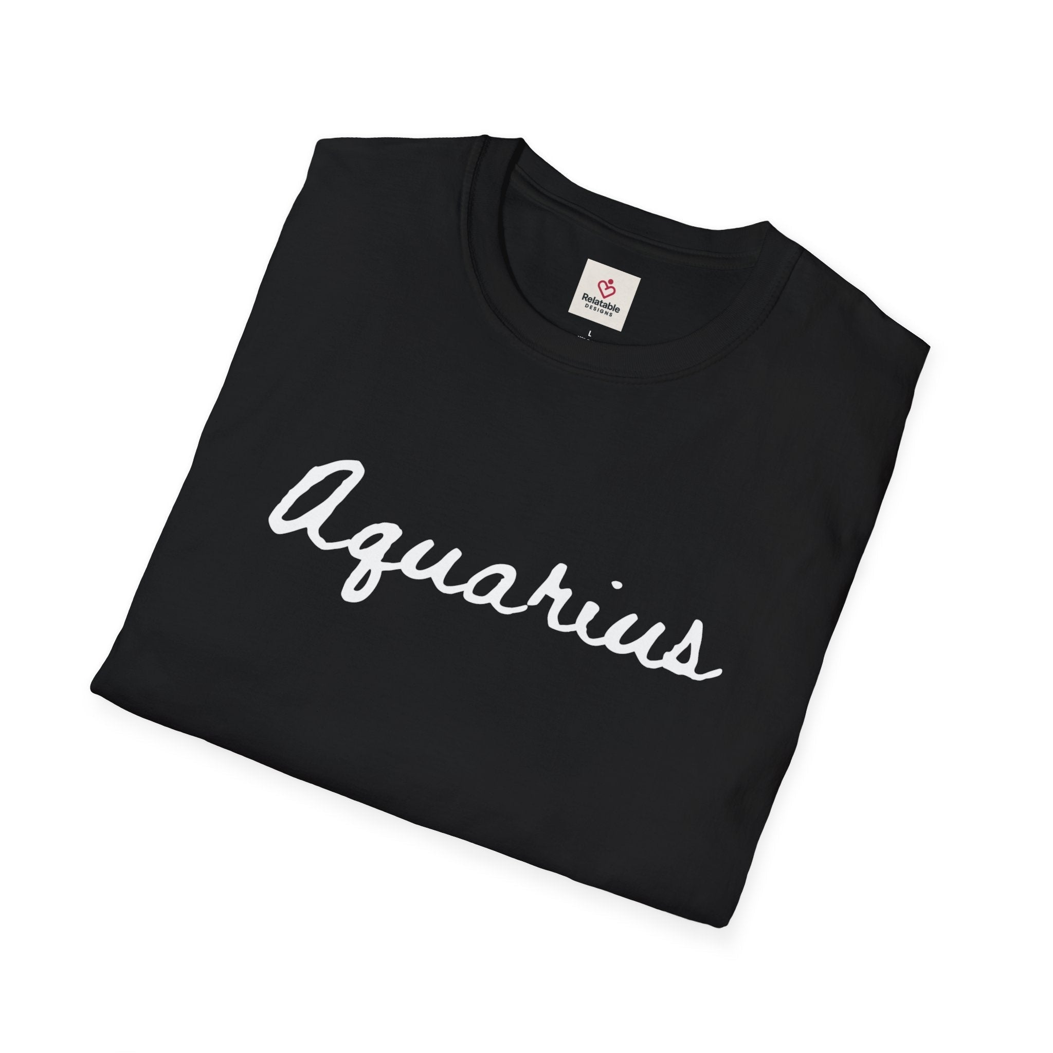 Aquarius Zodiac Unisex Heavy Cotton Tee - Minimalist Design by Relatable Designs