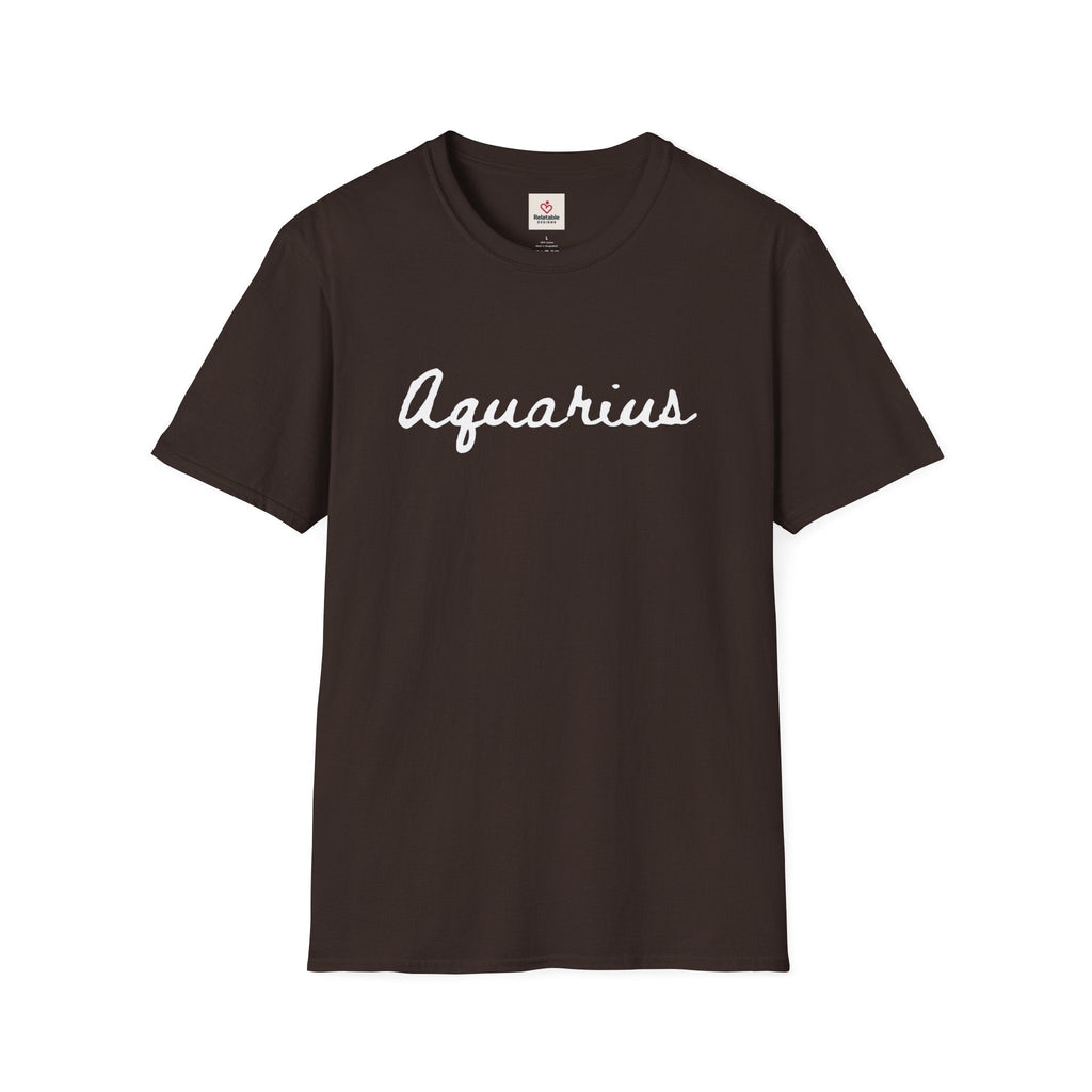 Aquarius Zodiac Unisex Heavy Cotton Tee - Minimalist Design by Relatable Designs