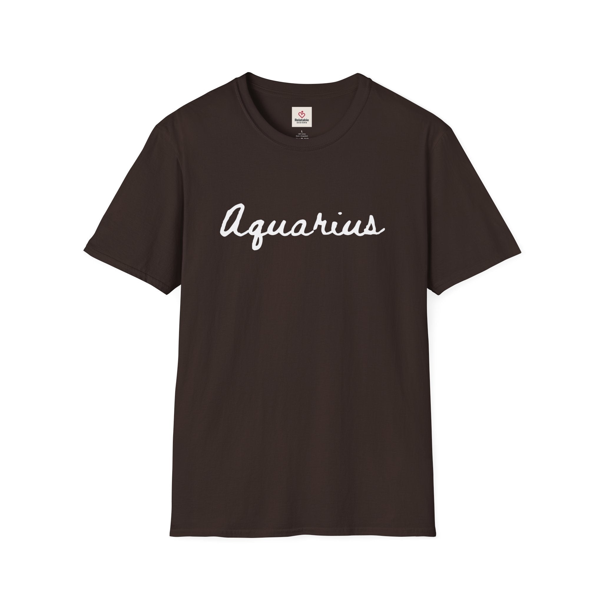Aquarius Zodiac Unisex Heavy Cotton Tee - Minimalist Design by Relatable Designs