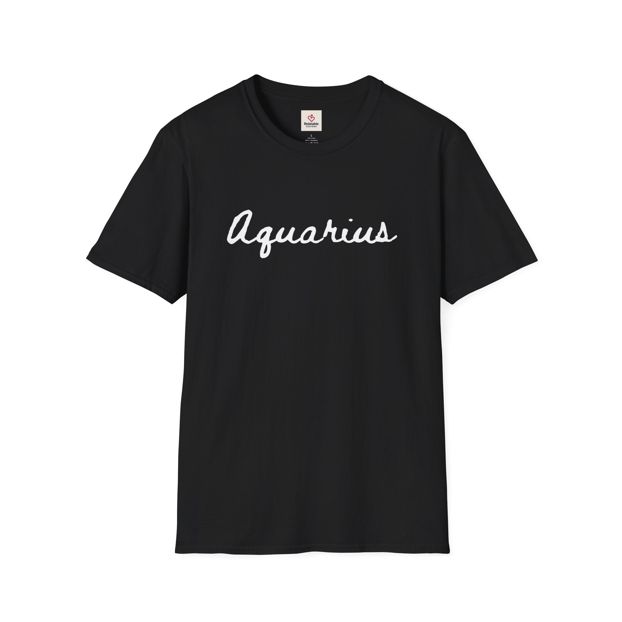 Aquarius Zodiac Unisex Heavy Cotton Tee - Minimalist Design by Relatable Designs
