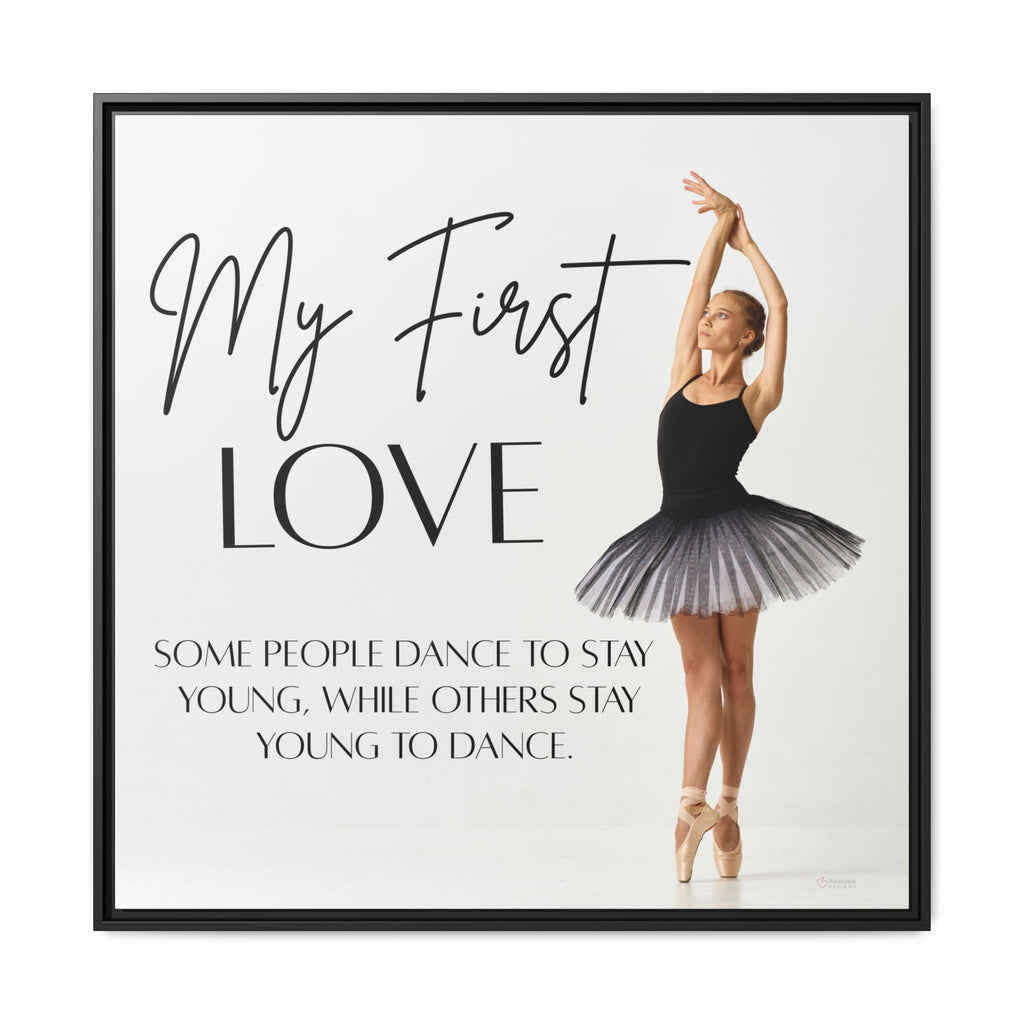 Framed inspirational wall art with a ballerina and motivational quote on a white background by Relatable Designs.