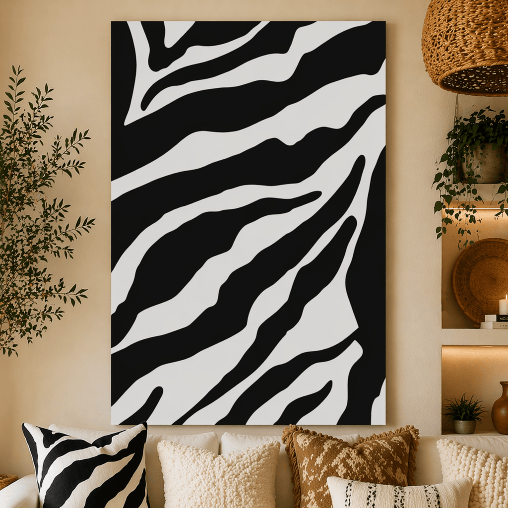 Black & White Abstract Wall Art | Tiger Stripe Canvas for Modern Minimalist Decor by Relatable Designs