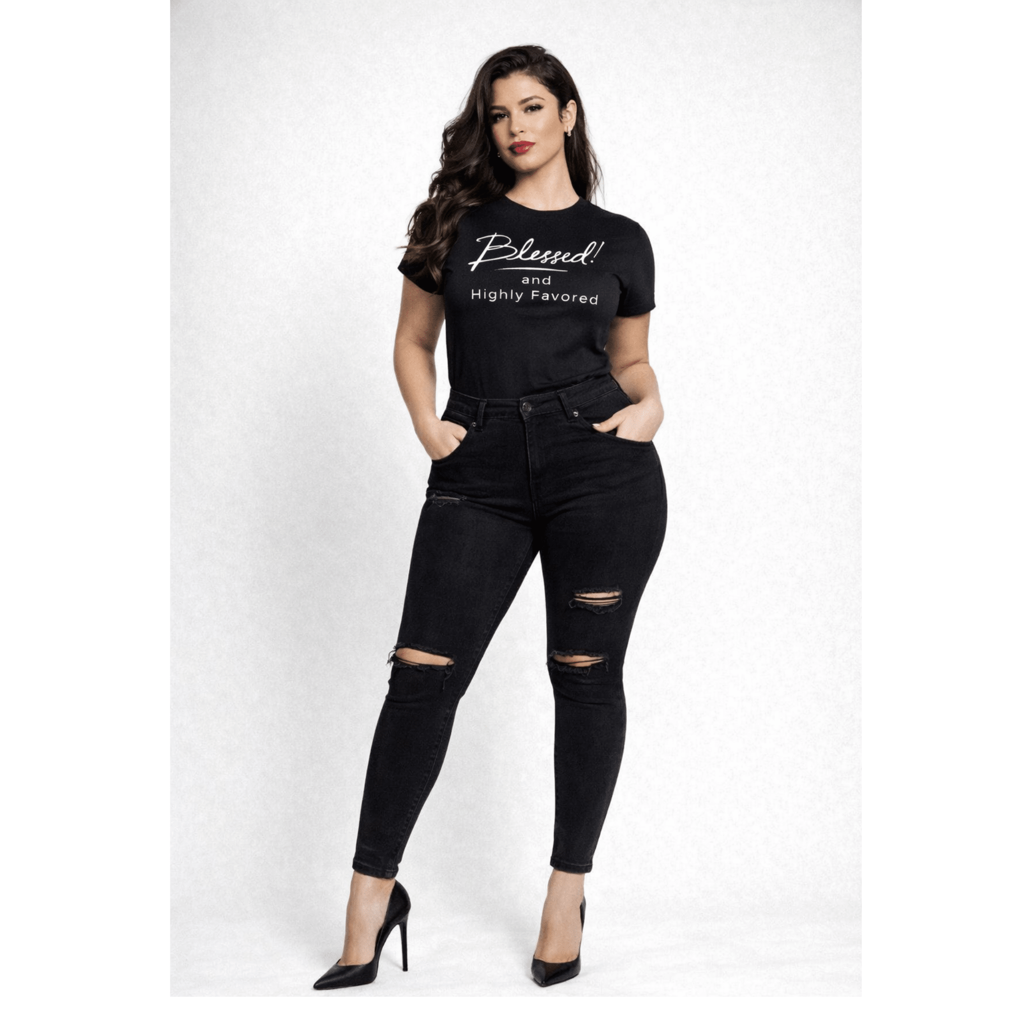 Blessed and Highly Favored – Affirmation Graphic Tee by Relatable Designs