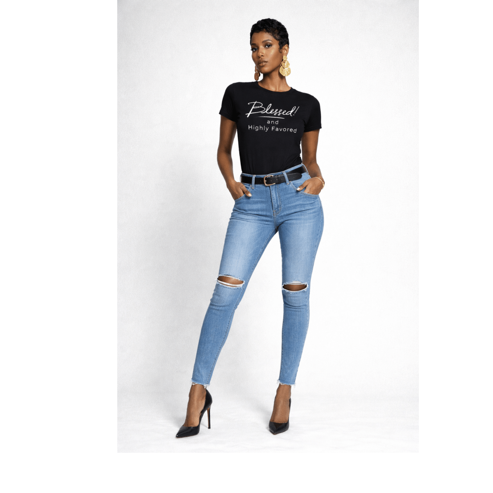 Blessed and Highly Favored – Affirmation Graphic Tee by Relatable Designs