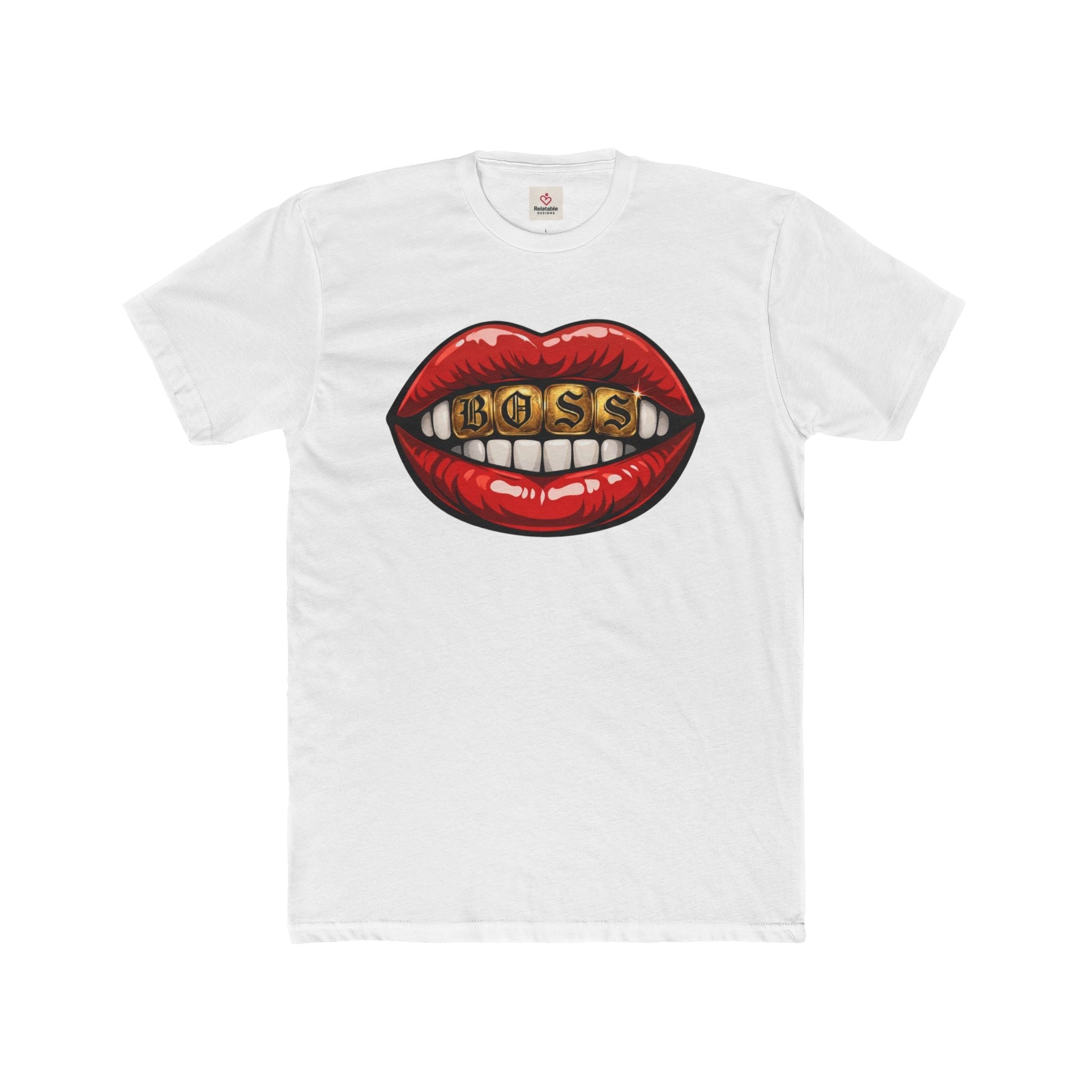 Relatable Designs red lips graphic design bold statement print for fashion t-shirt