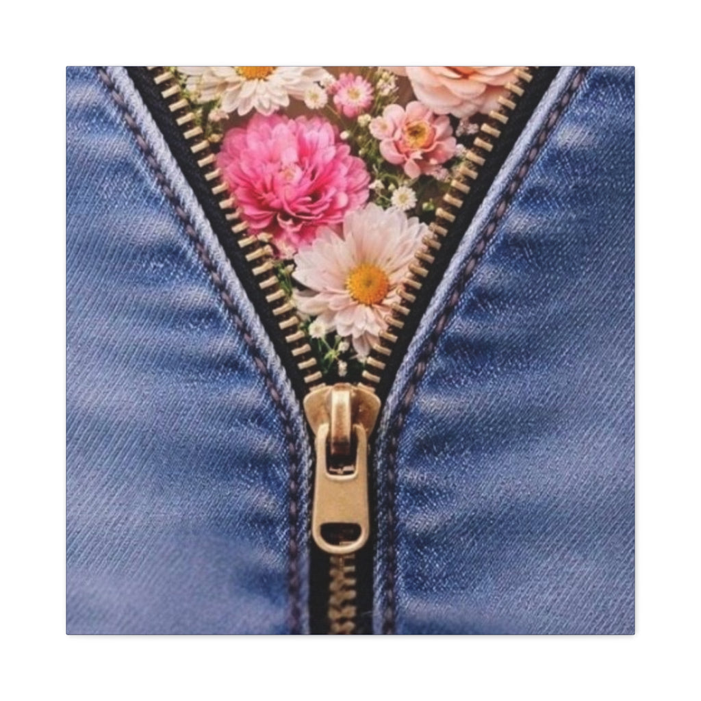 Canvas Wall Art — Floral Zipper Close - Up Matte Stretched Print by Relatable Designs