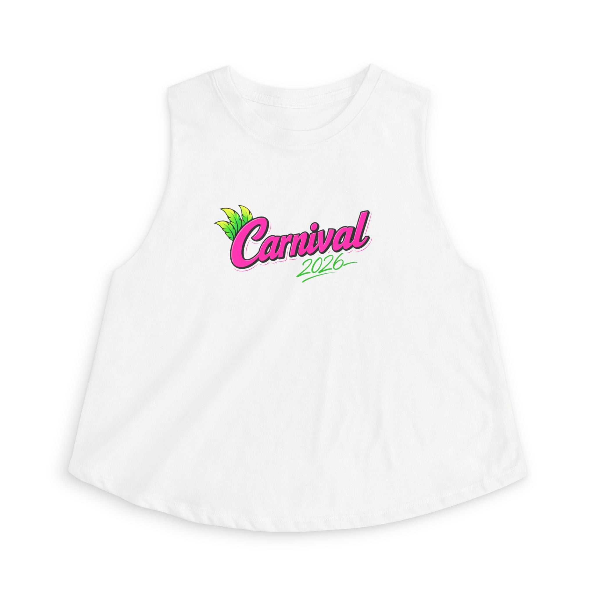Carnival 2026 Women's Cropped Tee – Pink and Green Carnival Style by Relatable Designs