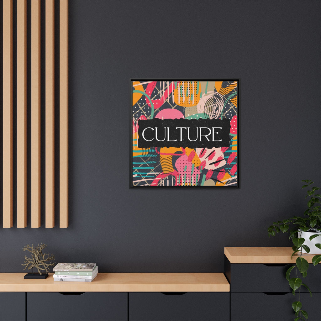 Culture Framed Canvas Wall Art — Colorful Abstract Typography Print by Relatable Designs