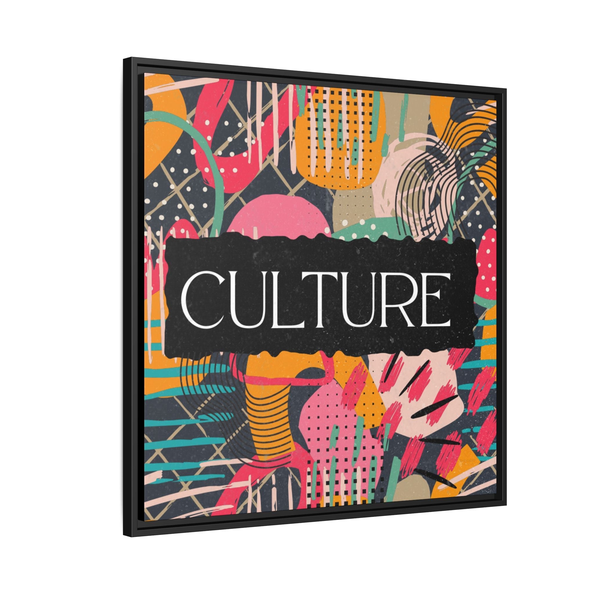 Culture Framed Canvas Wall Art — Colorful Abstract Typography Print by Relatable Designs