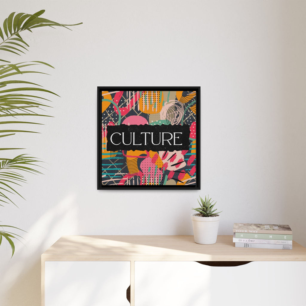 Culture Framed Canvas Wall Art — Colorful Abstract Typography Print by Relatable Designs