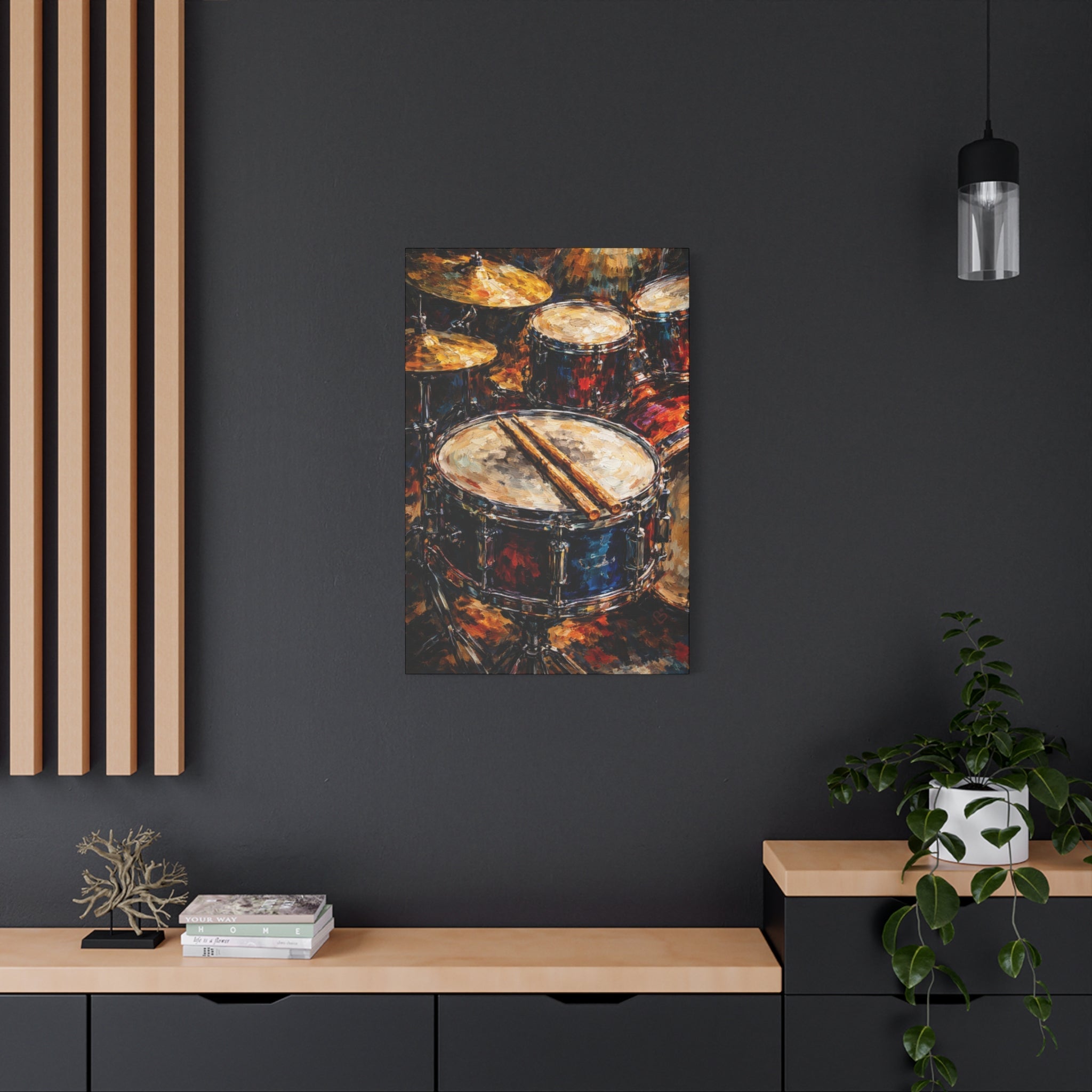 Drum Kit Canvas Art — Stretched Matte Music Wall Decor by Relatable Designs