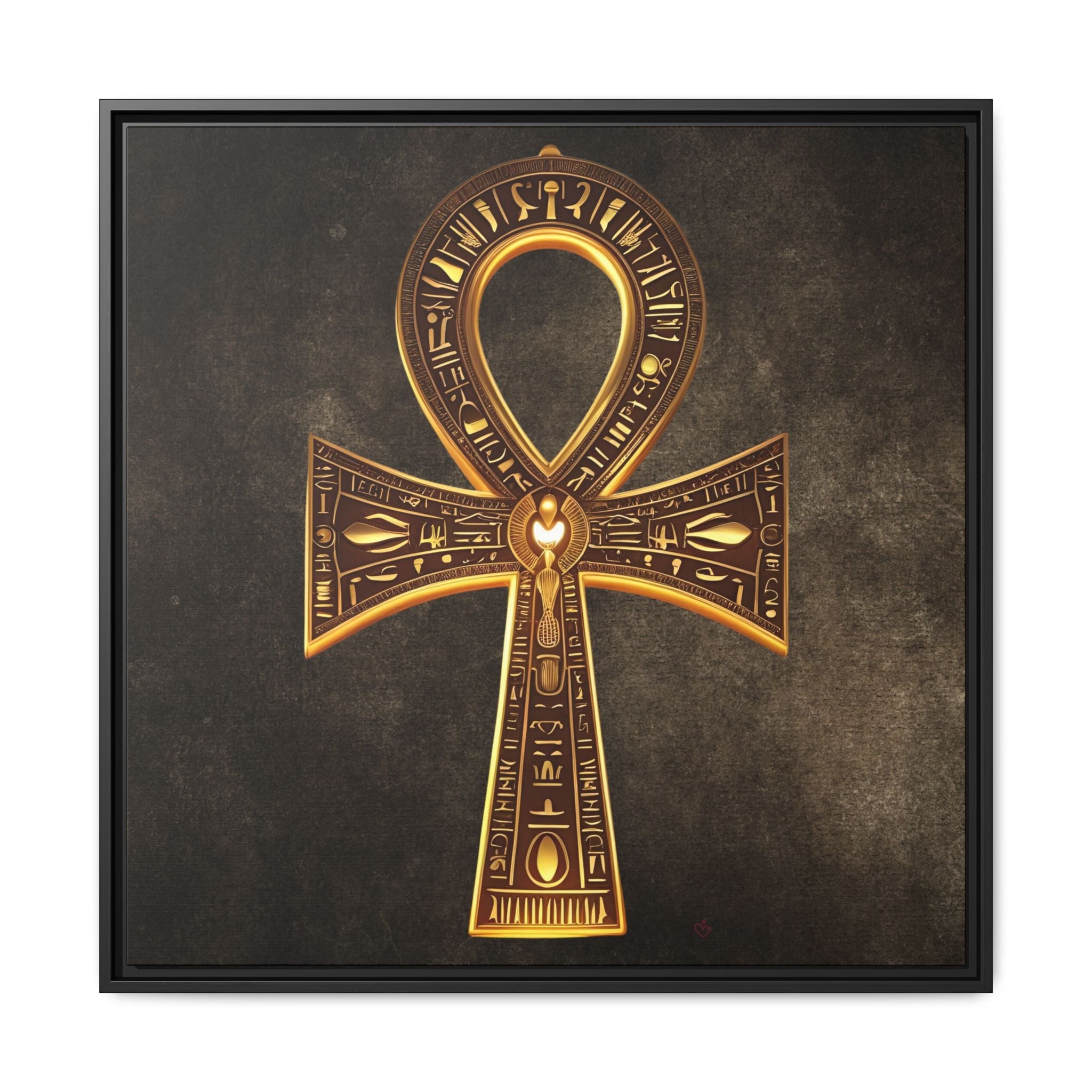 Gold Ankh symbol on a dark textured background by Relatable Designs.