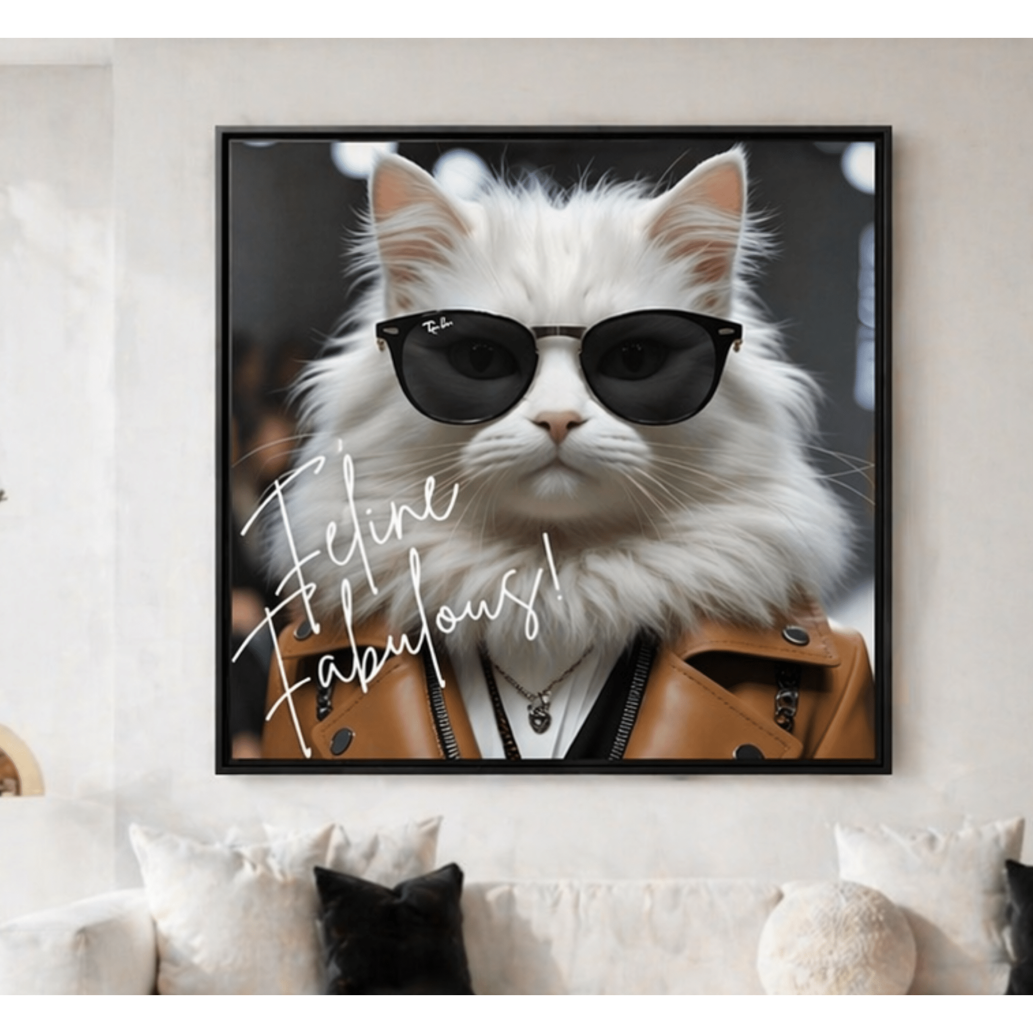 Feline Fabulous Funny Framed Canvas Wall Decor by Relatable Designs by Relatable Designs