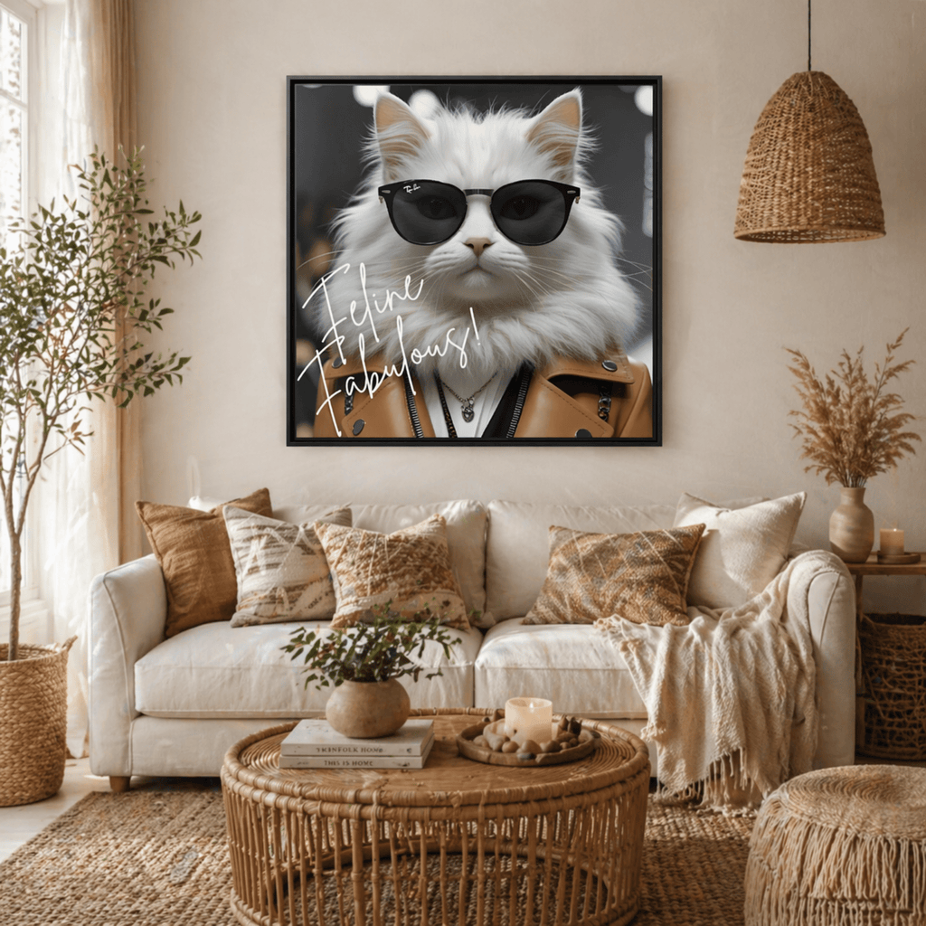 Feline Fabulous Funny Framed Canvas Wall Decor by Relatable Designs by Relatable Designs