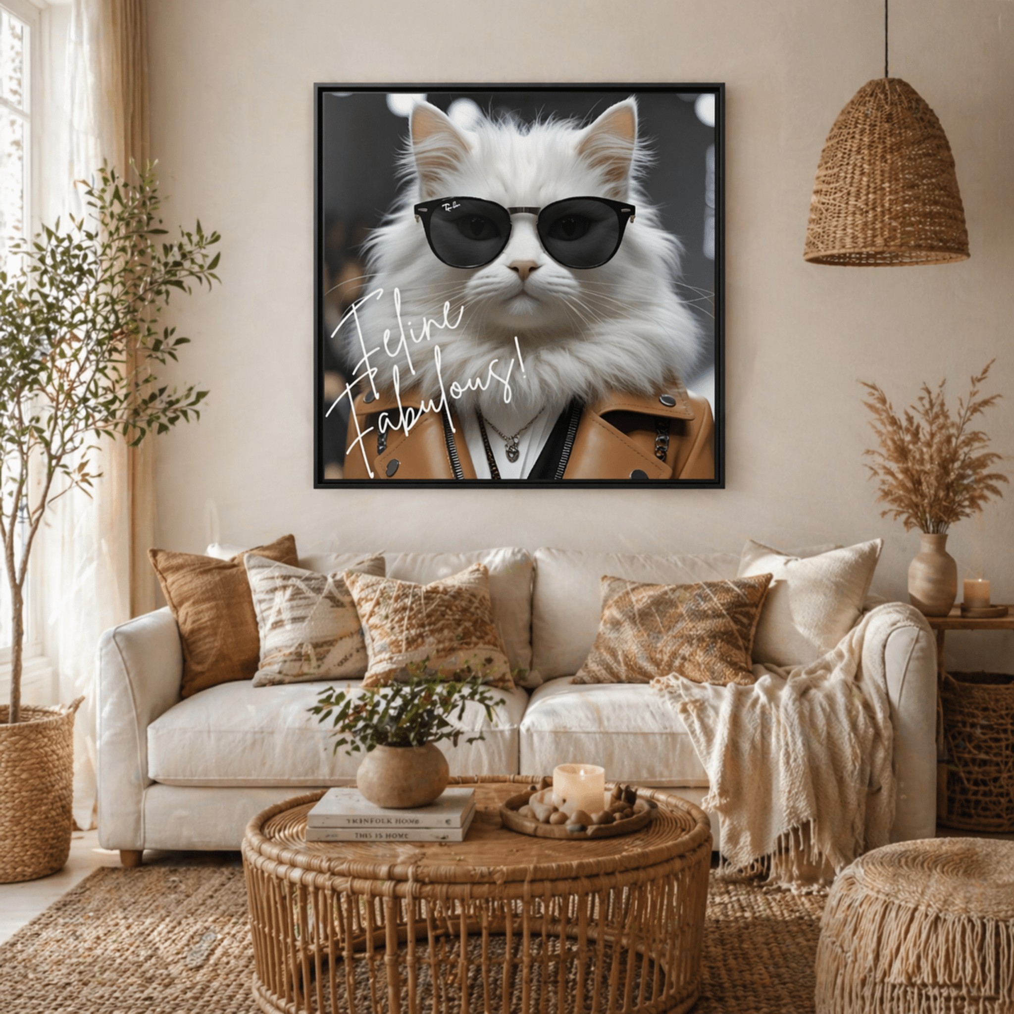 Feline Fabulous Funny Framed Canvas Wall Decor by Relatable Designs by Relatable Designs