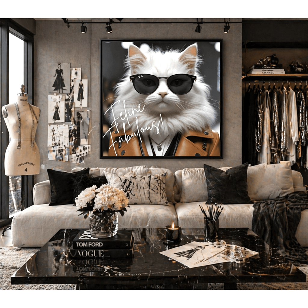 Feline Fabulous Funny Framed Canvas Wall Decor by Relatable Designs by Relatable Designs