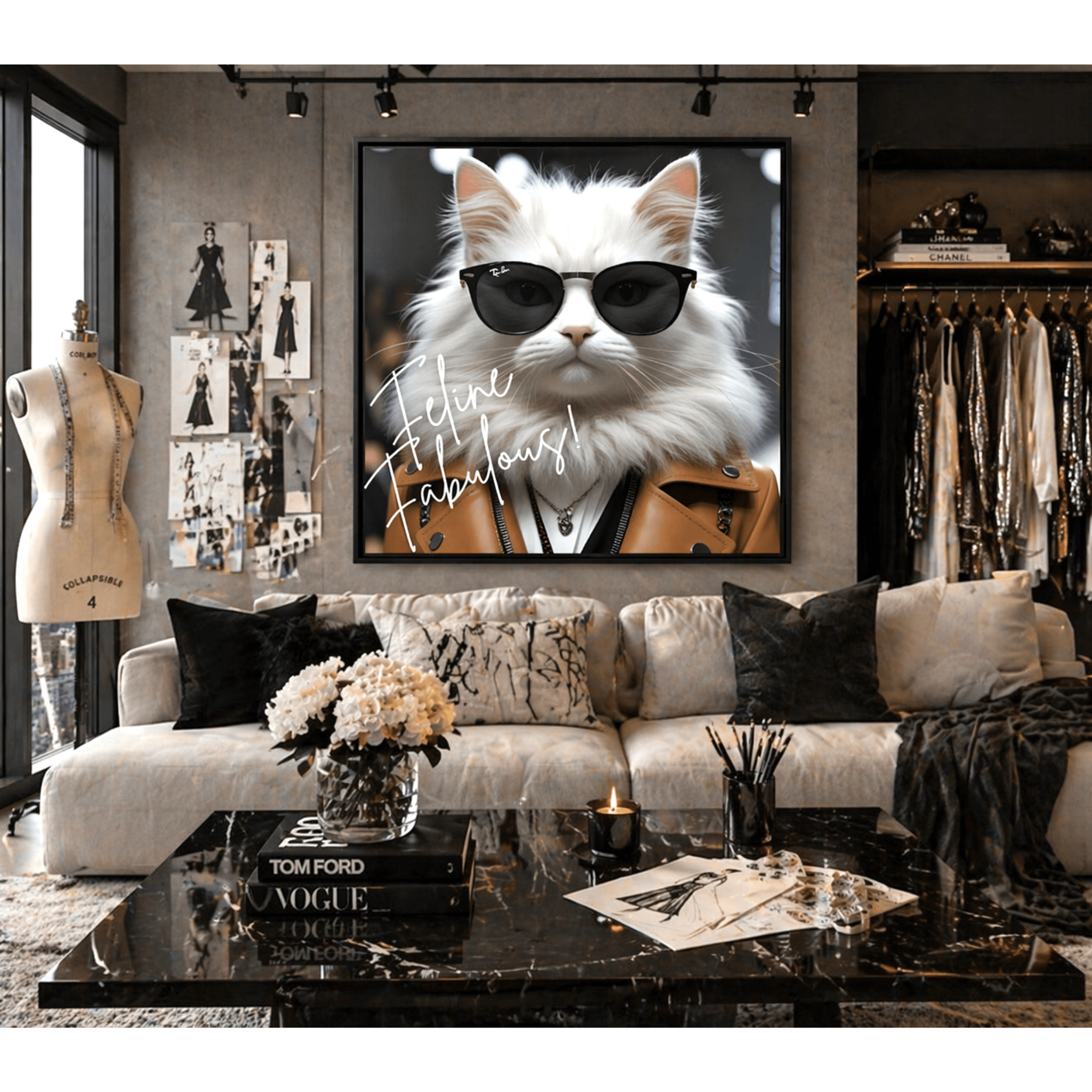 Feline Fabulous Funny Framed Canvas Wall Decor by Relatable Designs by Relatable Designs