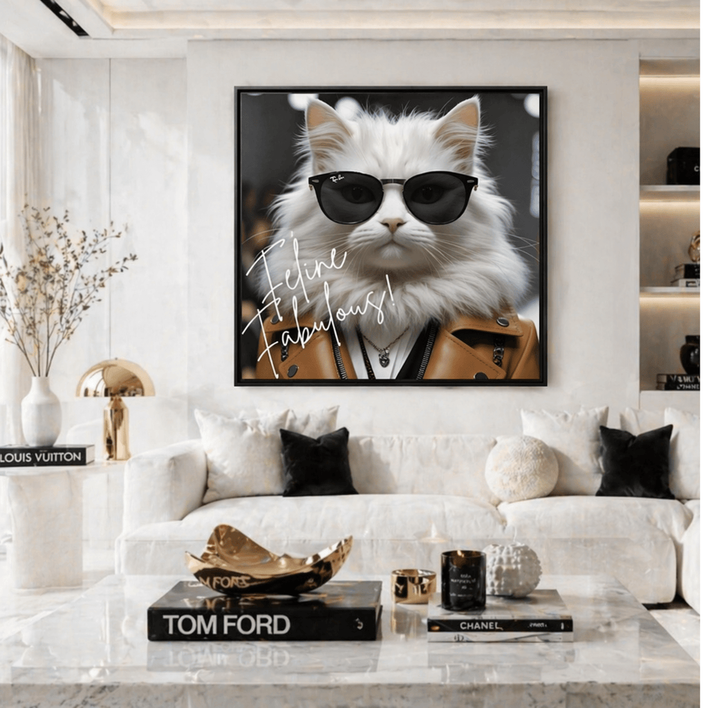 Feline Fabulous Funny Framed Canvas Wall Decor by Relatable Designs by Relatable Designs
