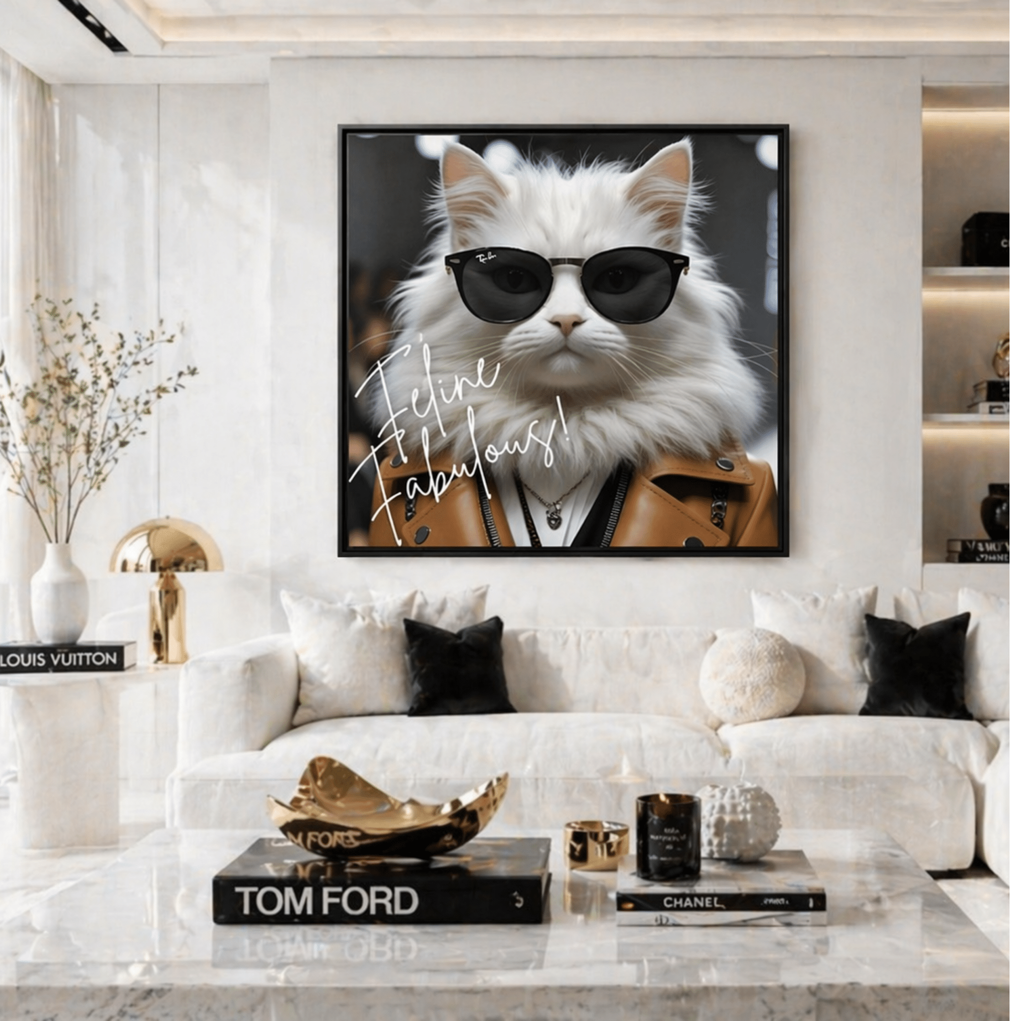 Feline Fabulous Funny Framed Canvas Wall Decor by Relatable Designs by Relatable Designs