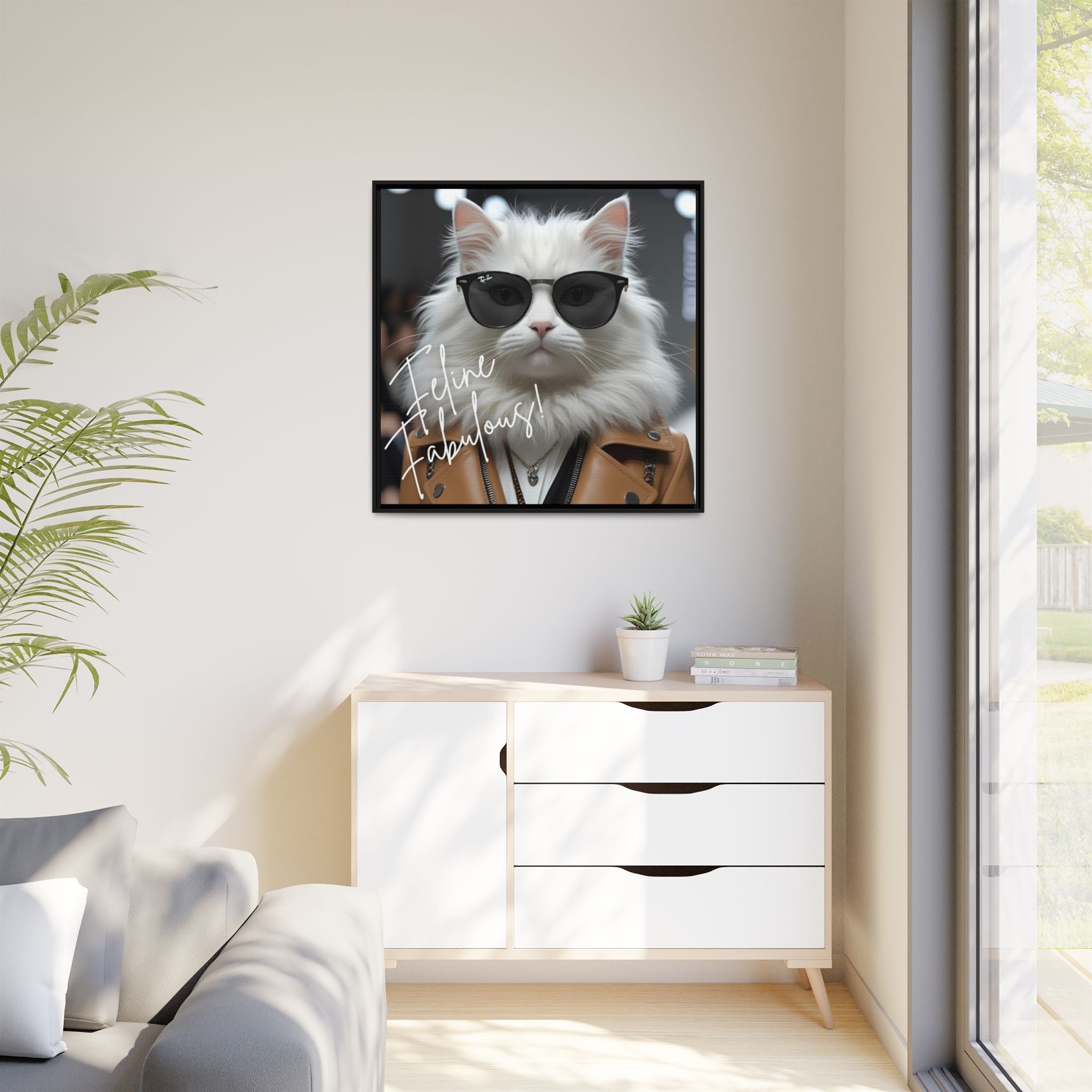 Feline Fabulous Funny Framed Canvas Wall Decor by Relatable Designs by Relatable Designs