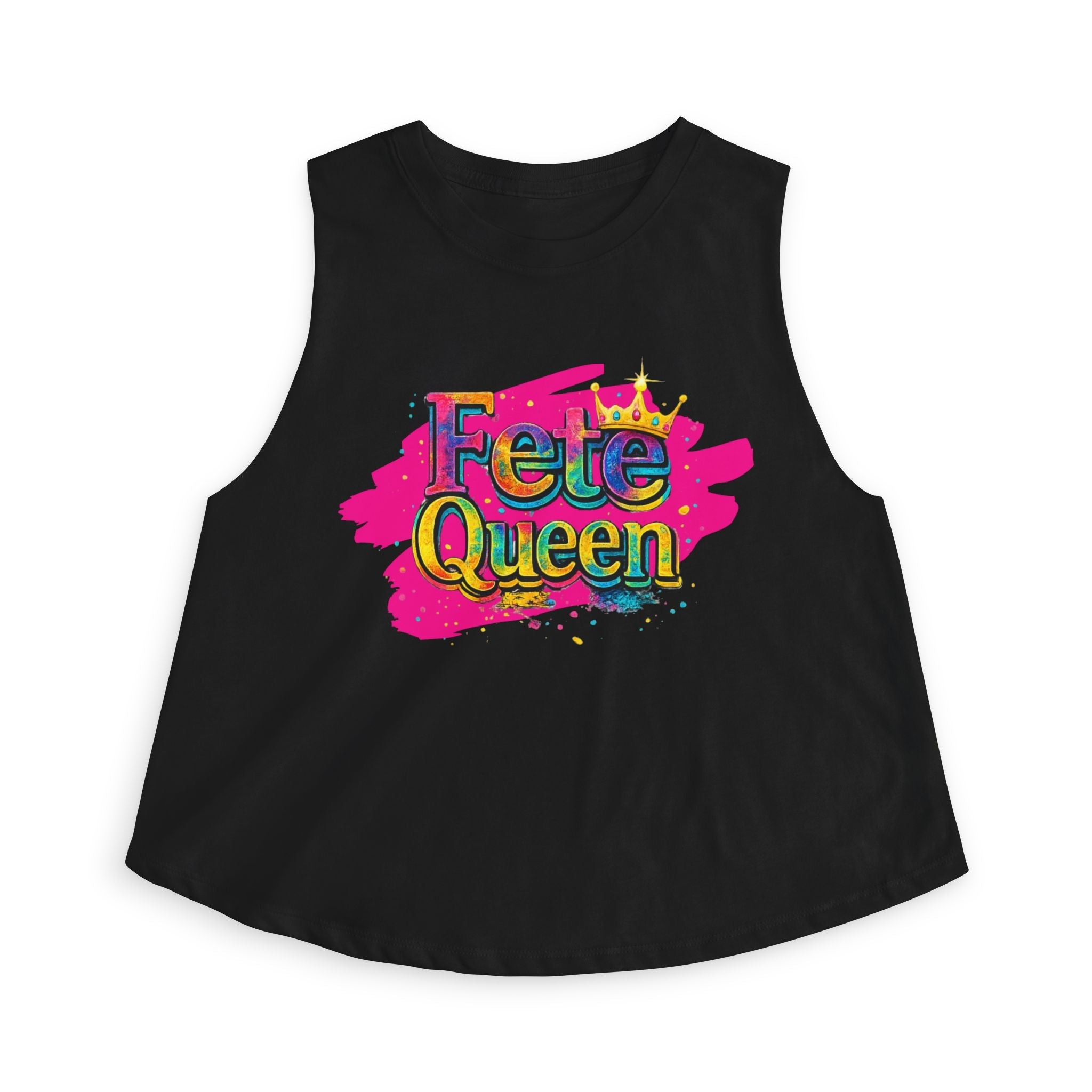 Fete Queen Women's Crop Top — Colorful Carnival 2026 Festival Statement Tank by Relatable Designs