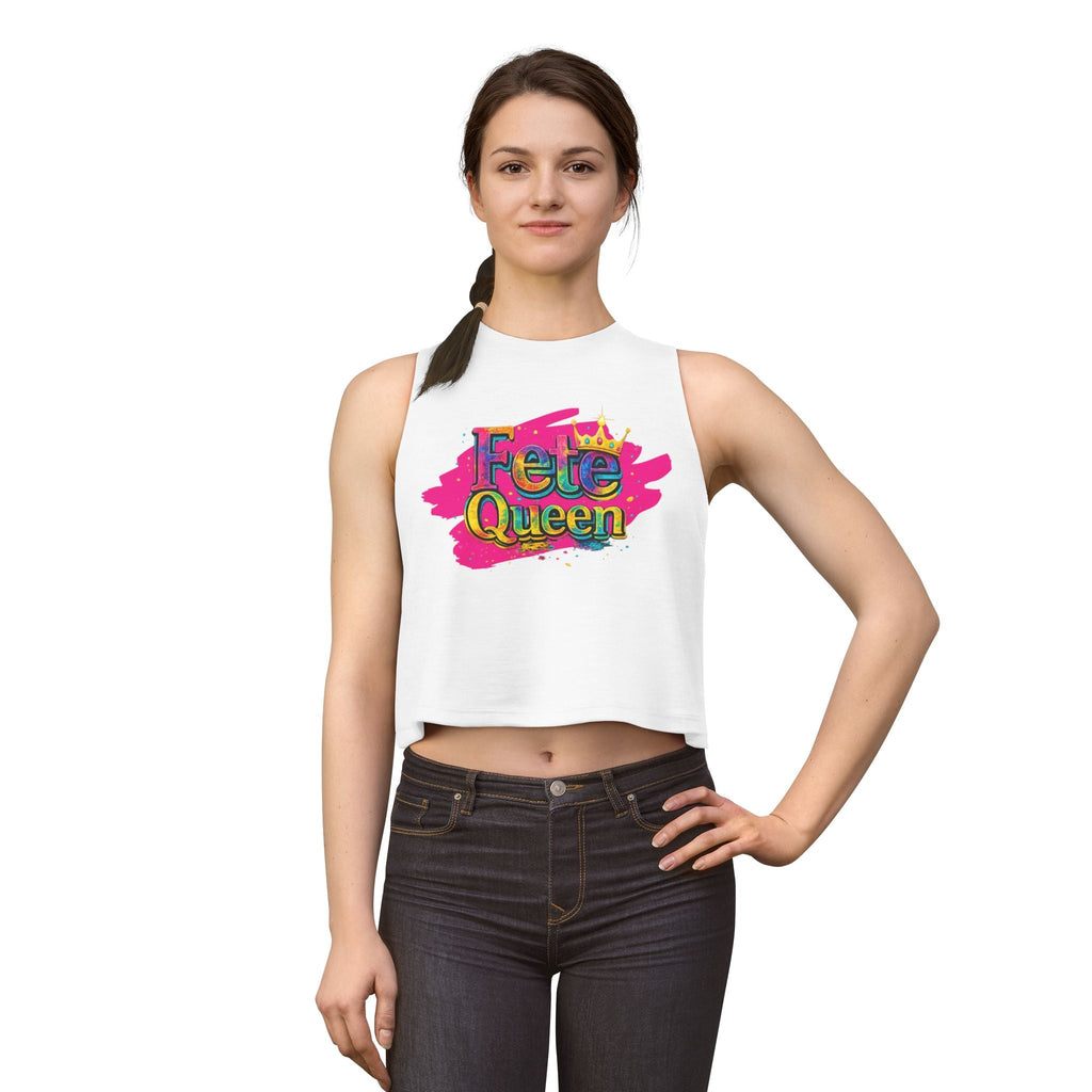Fete Queen Women's Crop Top — Colorful Carnival 2026 Festival Statement Tank by Relatable Designs
