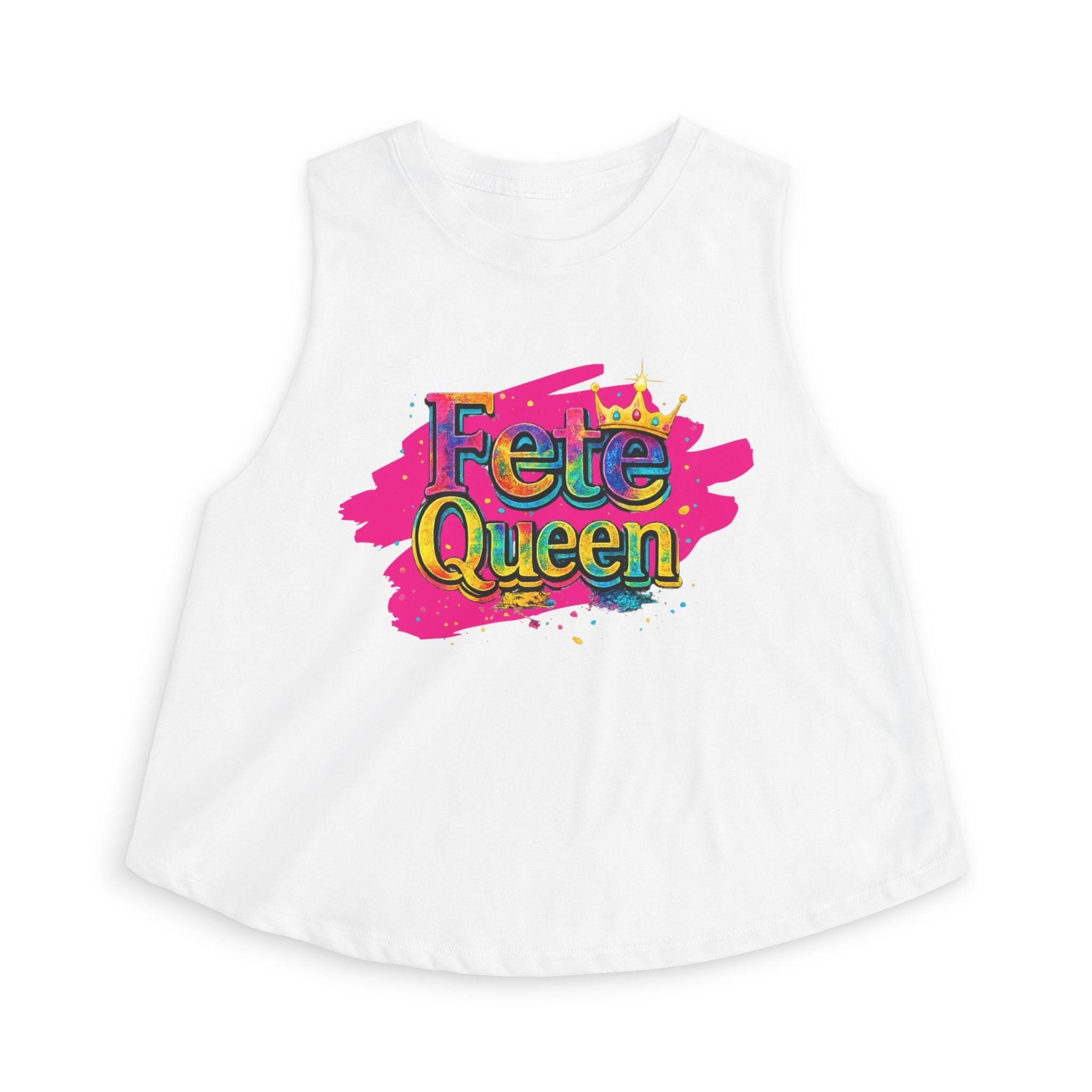 Fete Queen Women's Crop Top — Colorful Carnival 2026 Festival Statement Tank by Relatable Designs