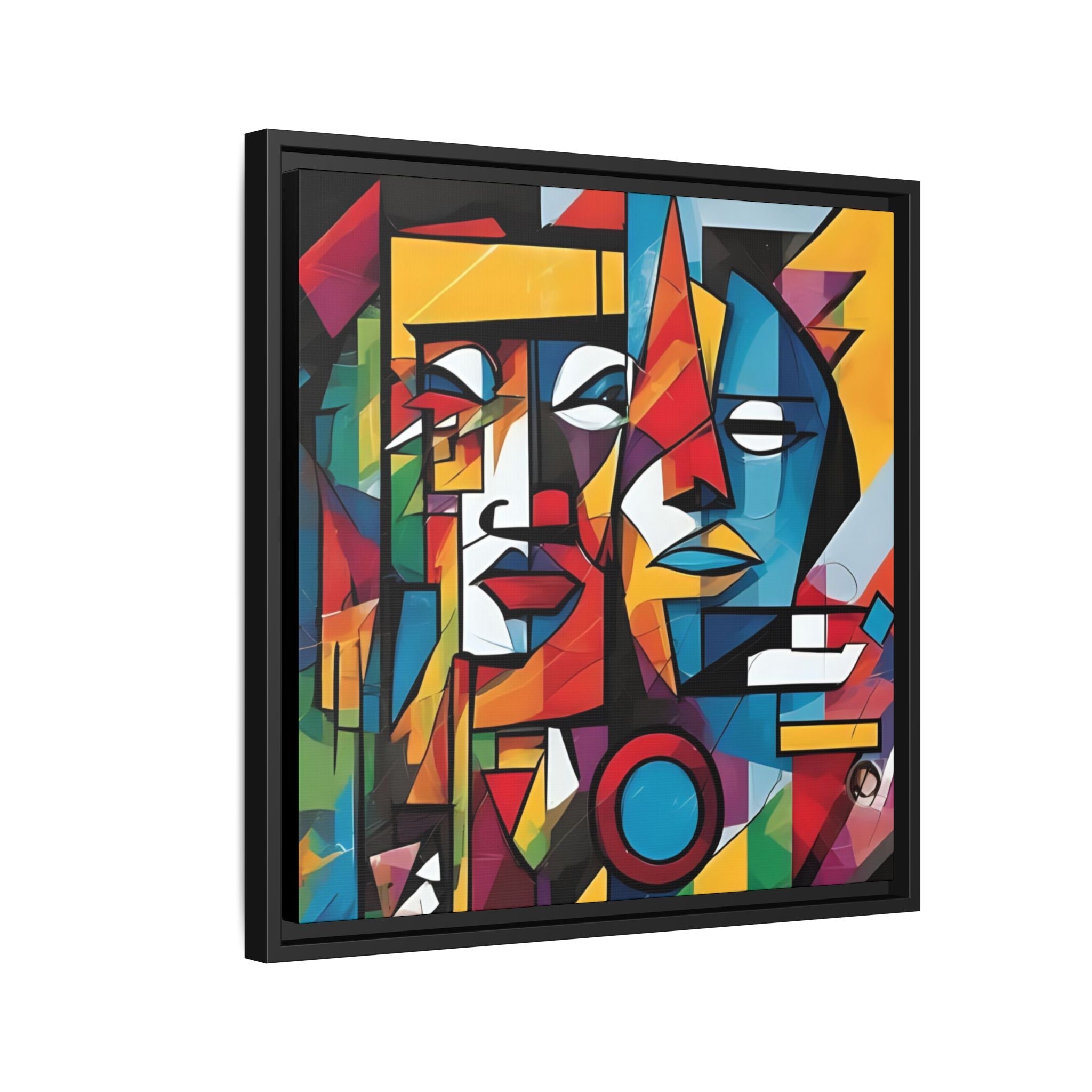 Modern Abstract artwork with colorful geometric shapes on a white background