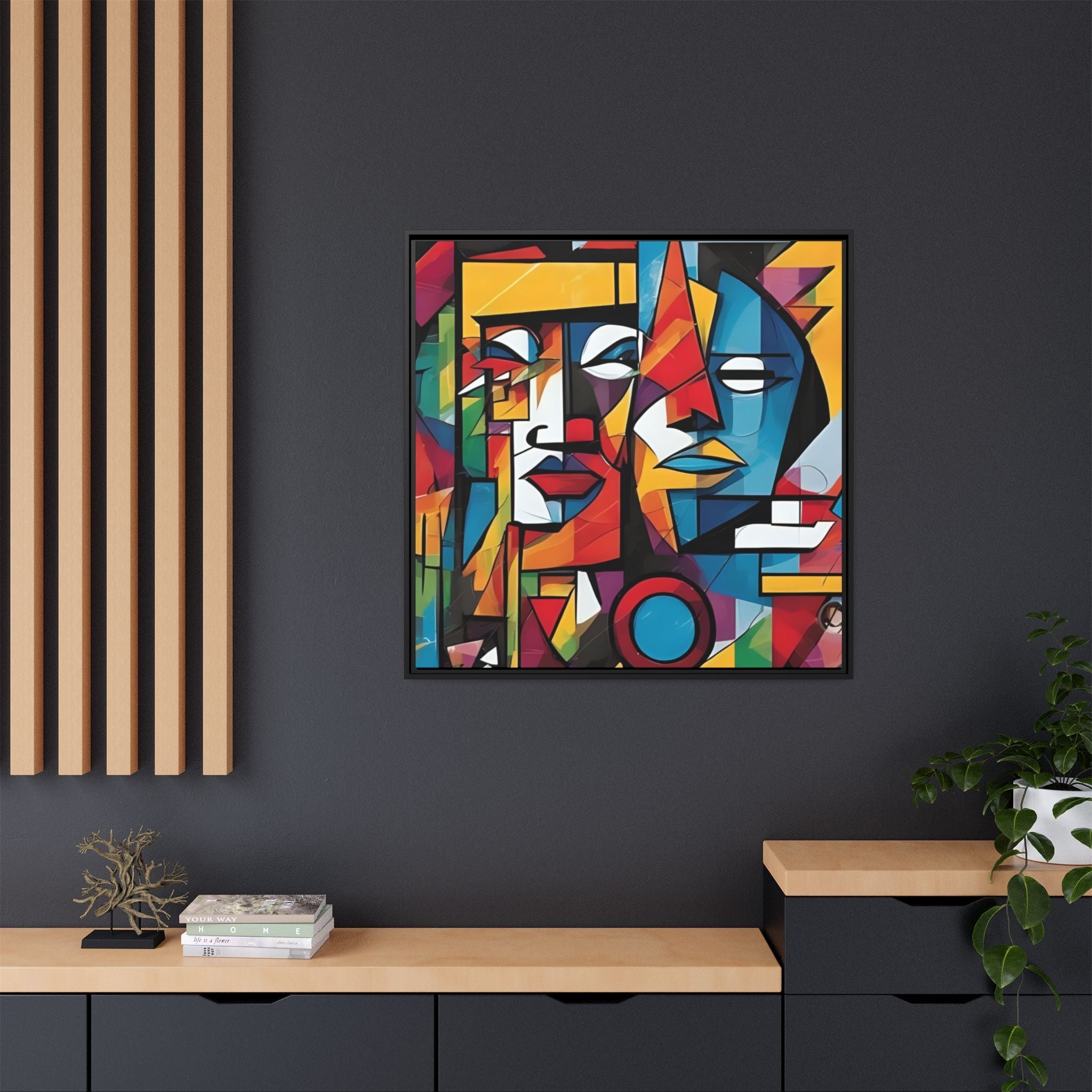 Framed Cubism Abstract - Colorful Wall Art for Modern Spaces by Relatable Designs
