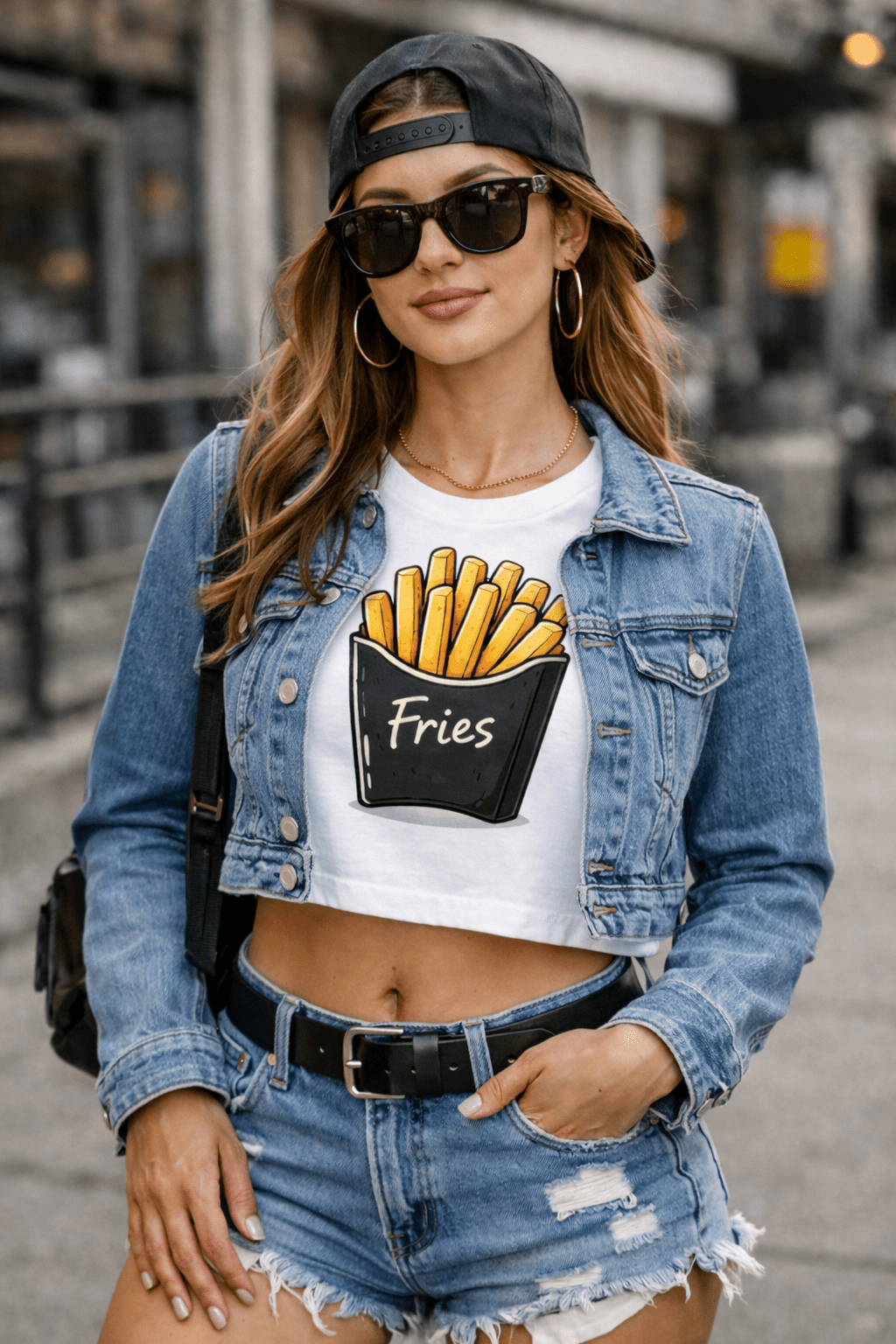 Fries Crop Top – Cute French Fries Graphic Cropped Tee for Women | Relatable Designs by Relatable Designs