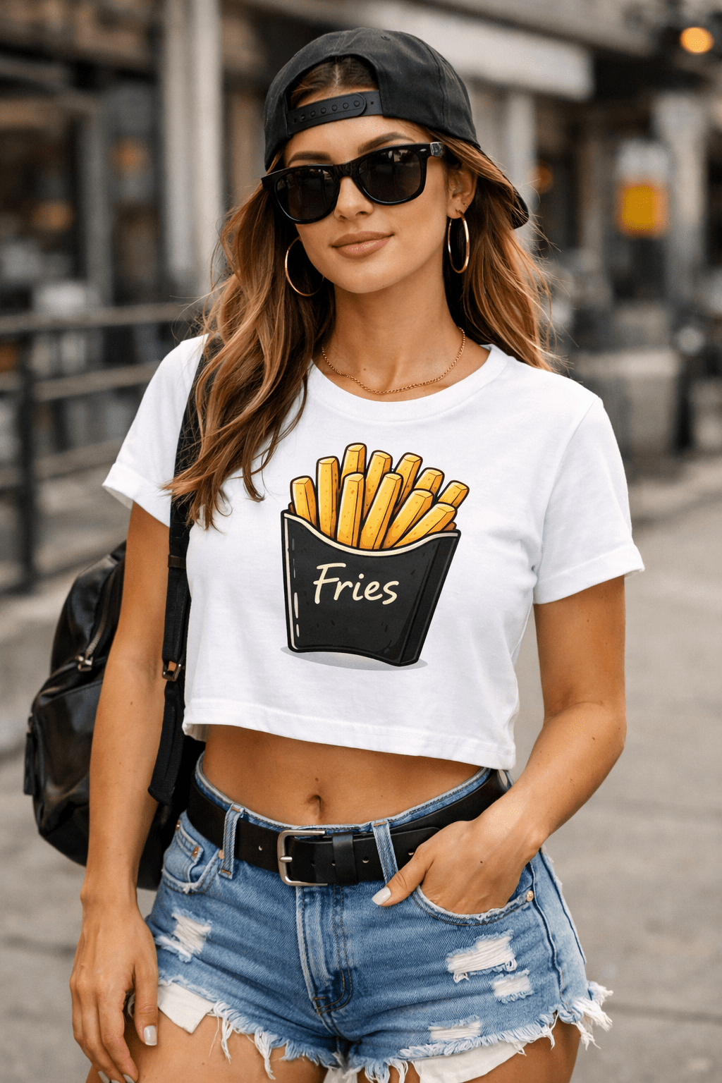 Fries Crop Top – Cute French Fries Graphic Cropped Tee for Women | Relatable Designs by Relatable Designs