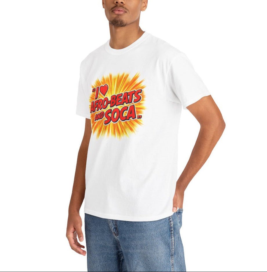 I Love Afro - Beats and Soca | Unisex Festival Inspired White Tee by Relatable Designs