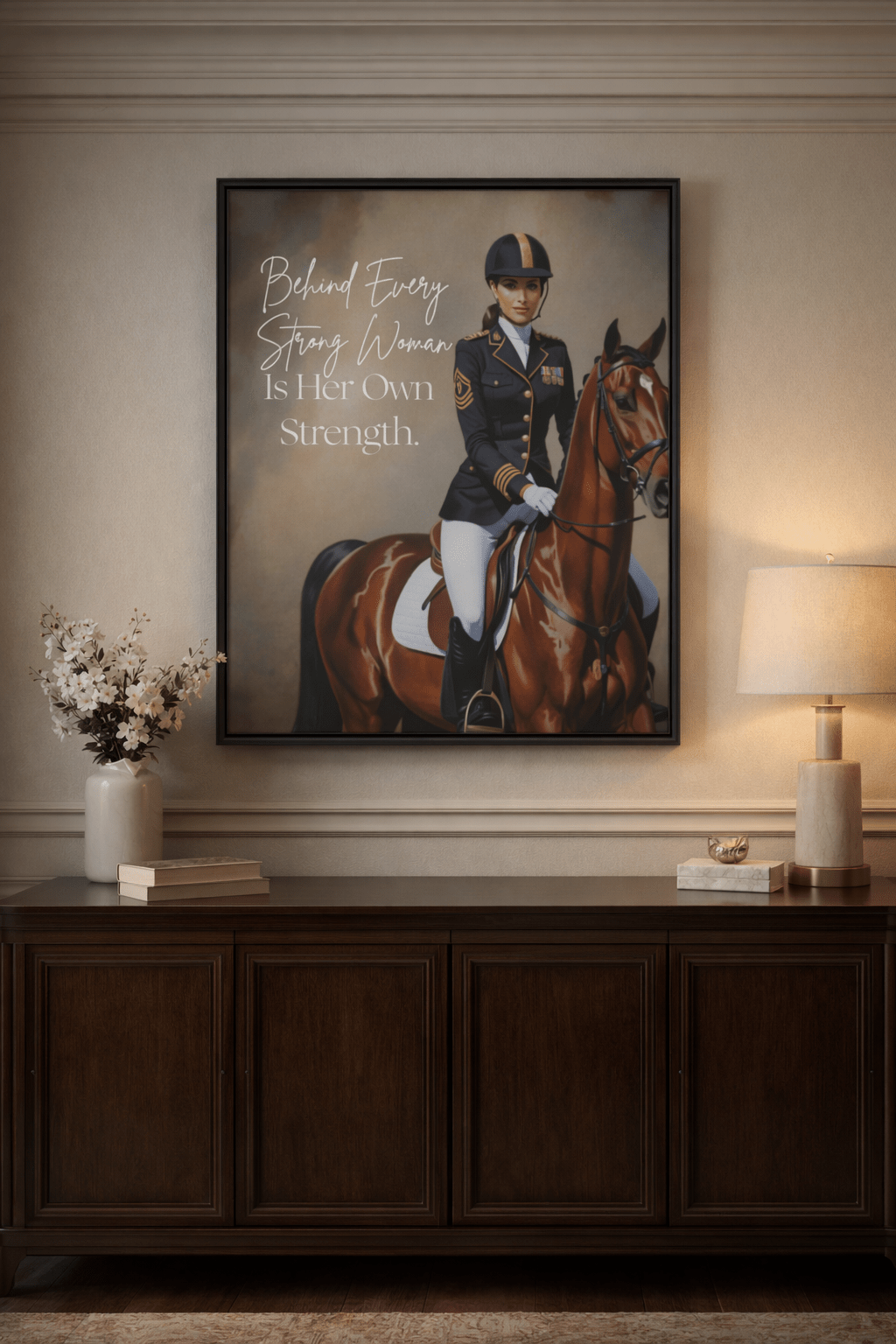 Inspirational Wall Art Quote - Behind Every Strong Woman Is Her Own Strength 30X30 by Relatable Designs