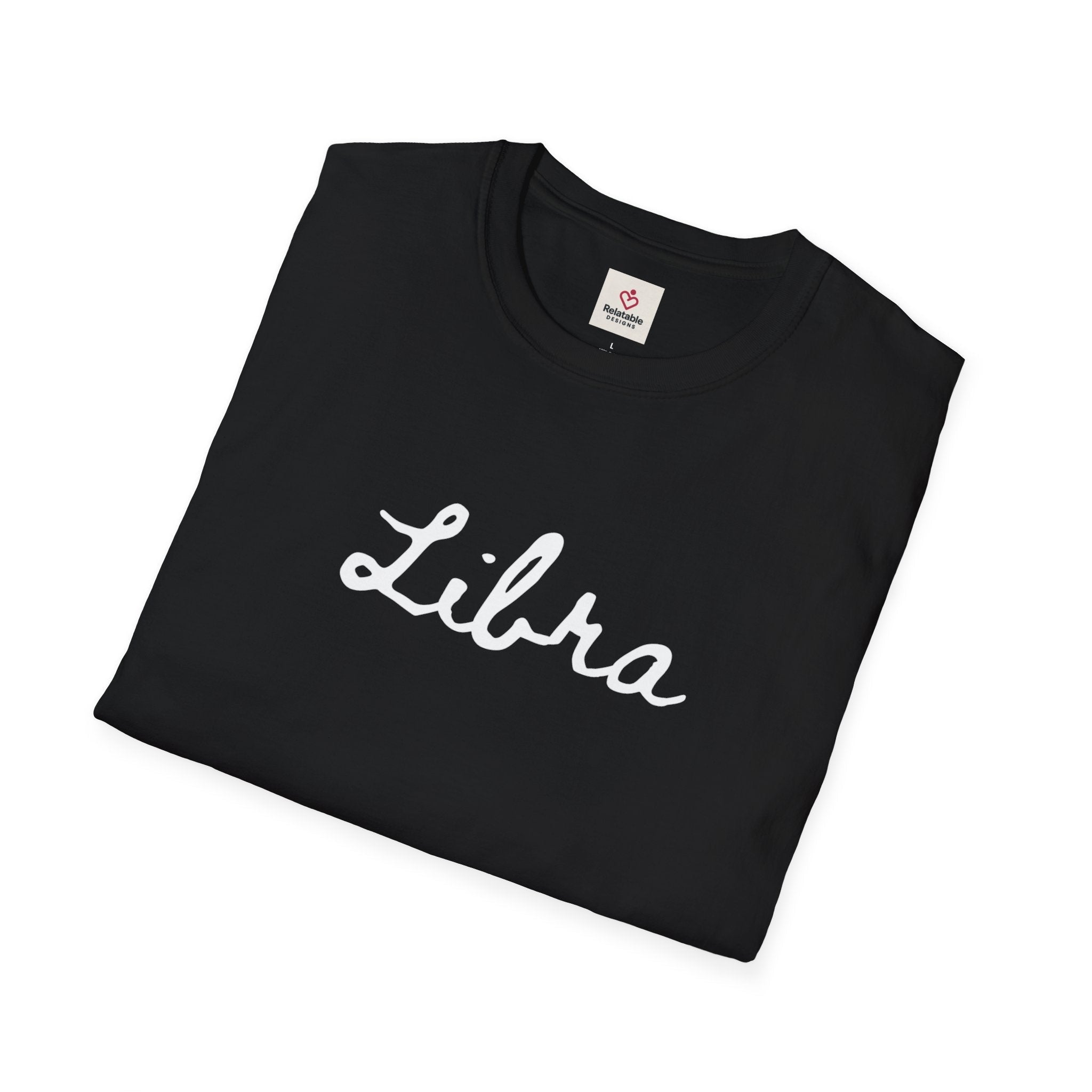 Libra Script T-Shirt — Softstyle Zodiac Graphic Tee | Relatable Designs by Relatable Designs