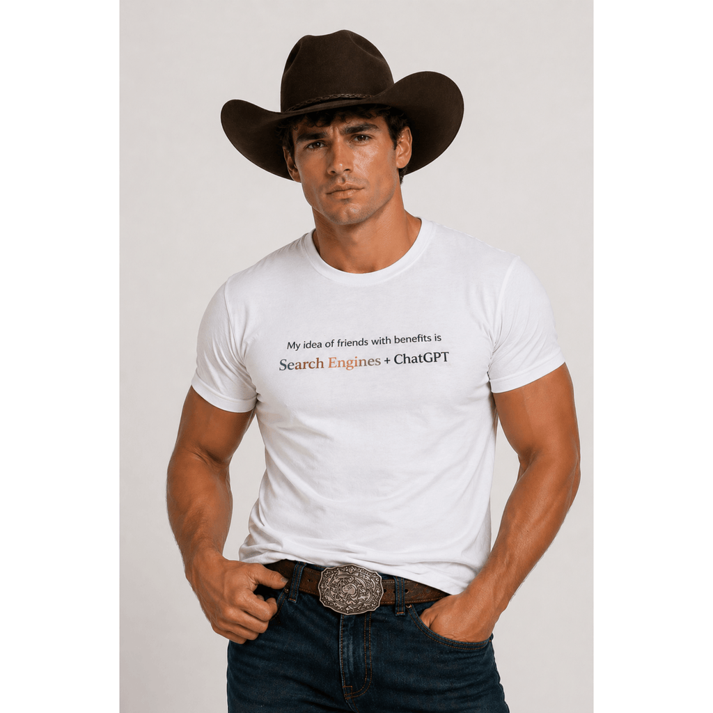 My idea of Friends With Benefits Is Search Engines + ChatGPT - Funny Graphic Tee | Unisex Soft Style T-Shirt by Relatable Designs