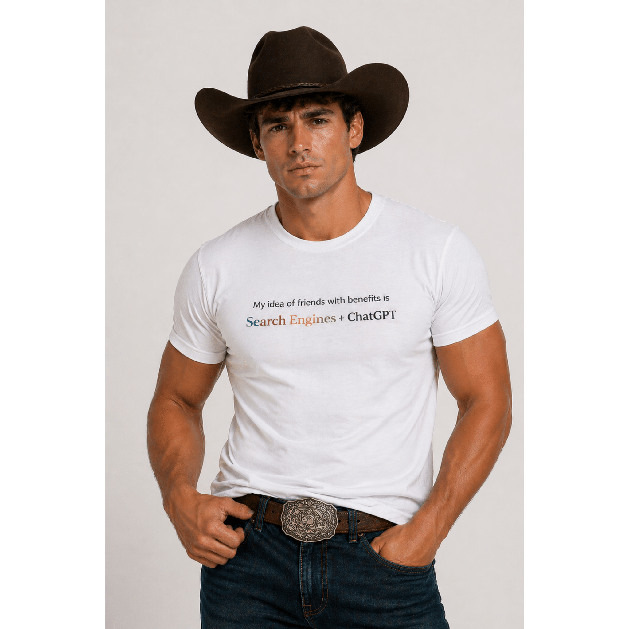 My idea of Friends With Benefits Is Search Engines + ChatGPT - Funny Graphic Tee | Unisex Soft Style T-Shirt by Relatable Designs