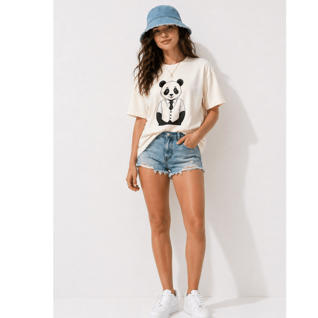 Panda Graphic T-Shirt | “Comfortable Being Me” Statement Tee | Cute Minimalist Animal Shirt for Women by Relatable Designs