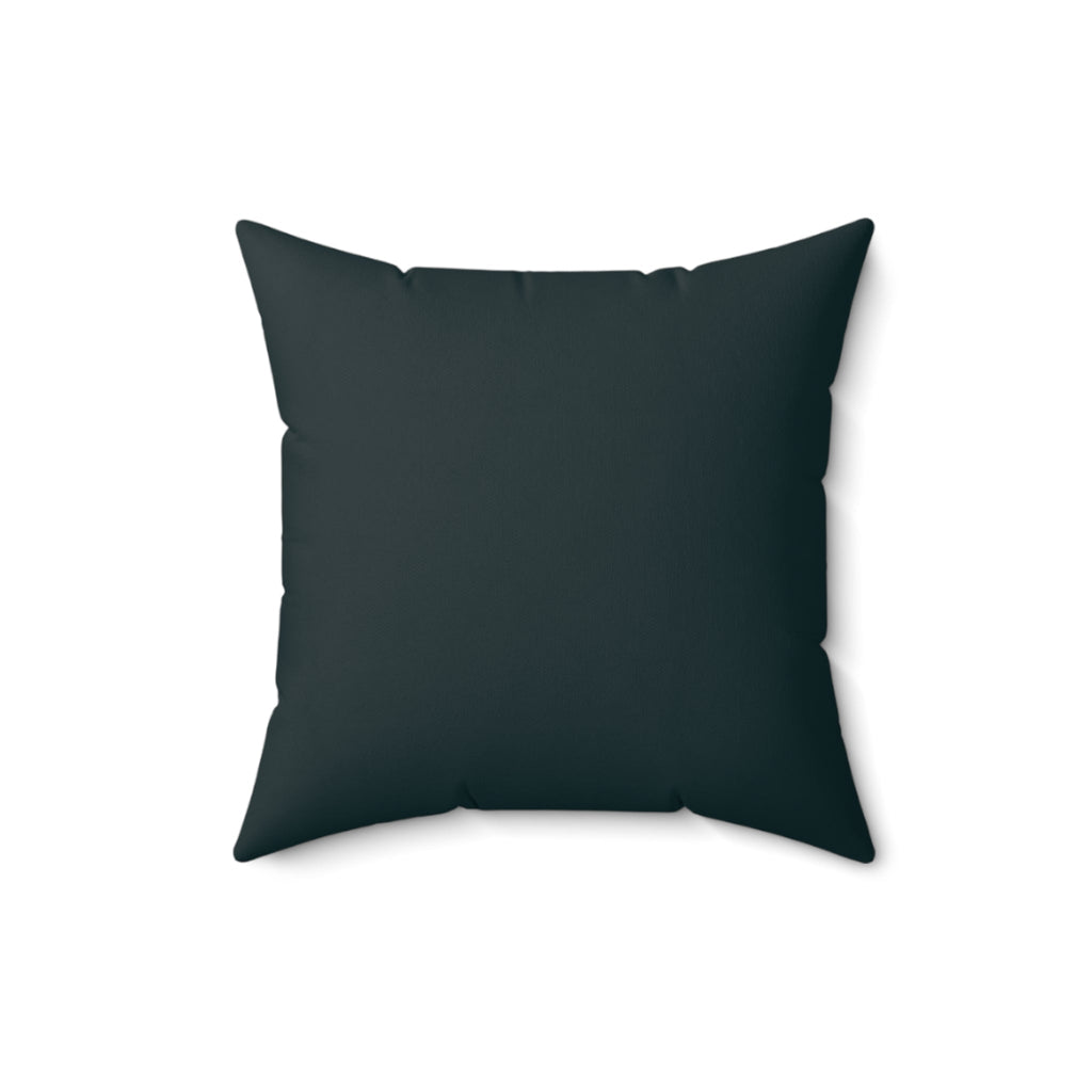 Quiet Opulence - Abstract Emerald and Gold Faux Suede Pillow back. Solid dark green-teal pillow on a white background.