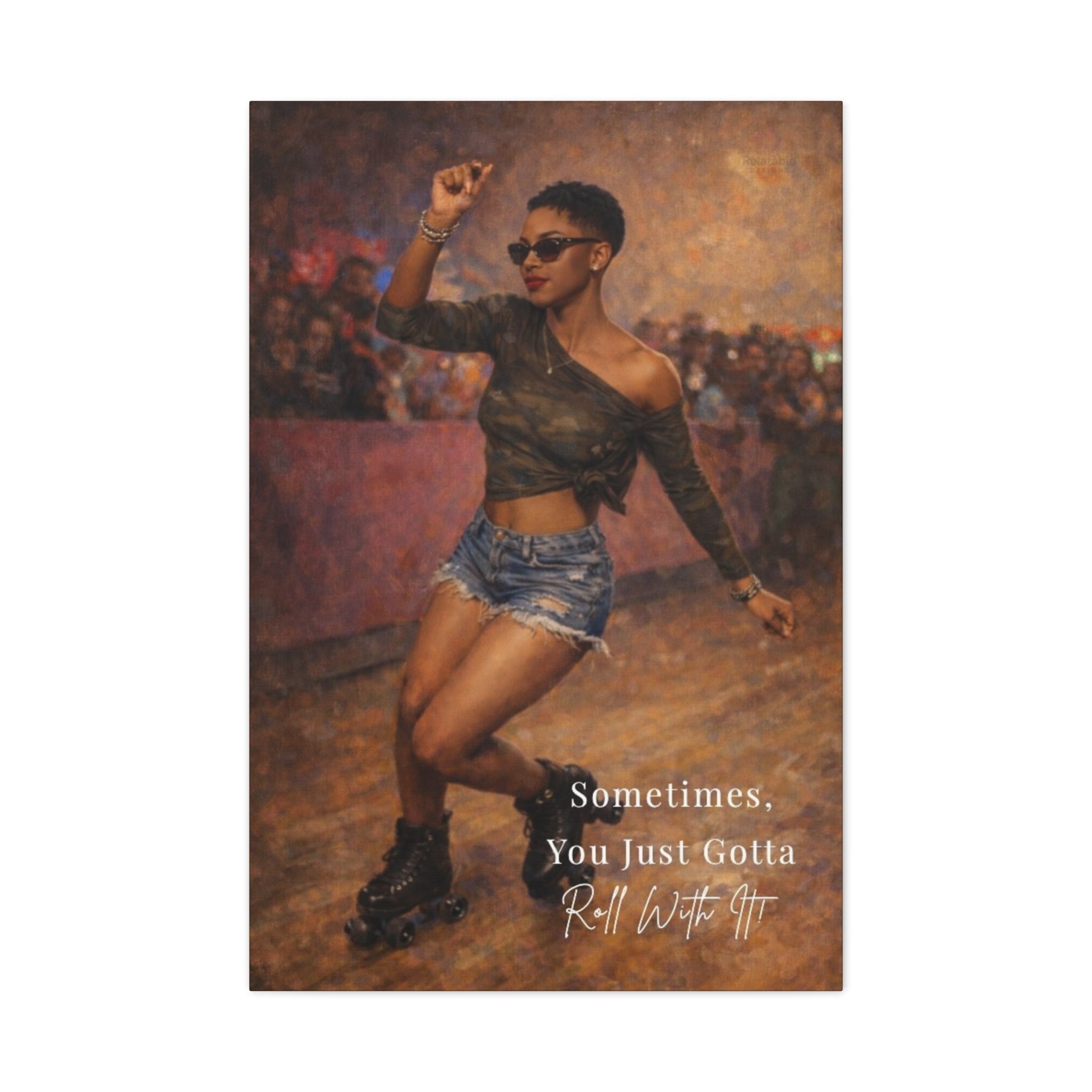 Roll With It Roller Skater Canvas Wall Art — "Sometimes, You Just Gotta Roll With It" by Relatable Designs