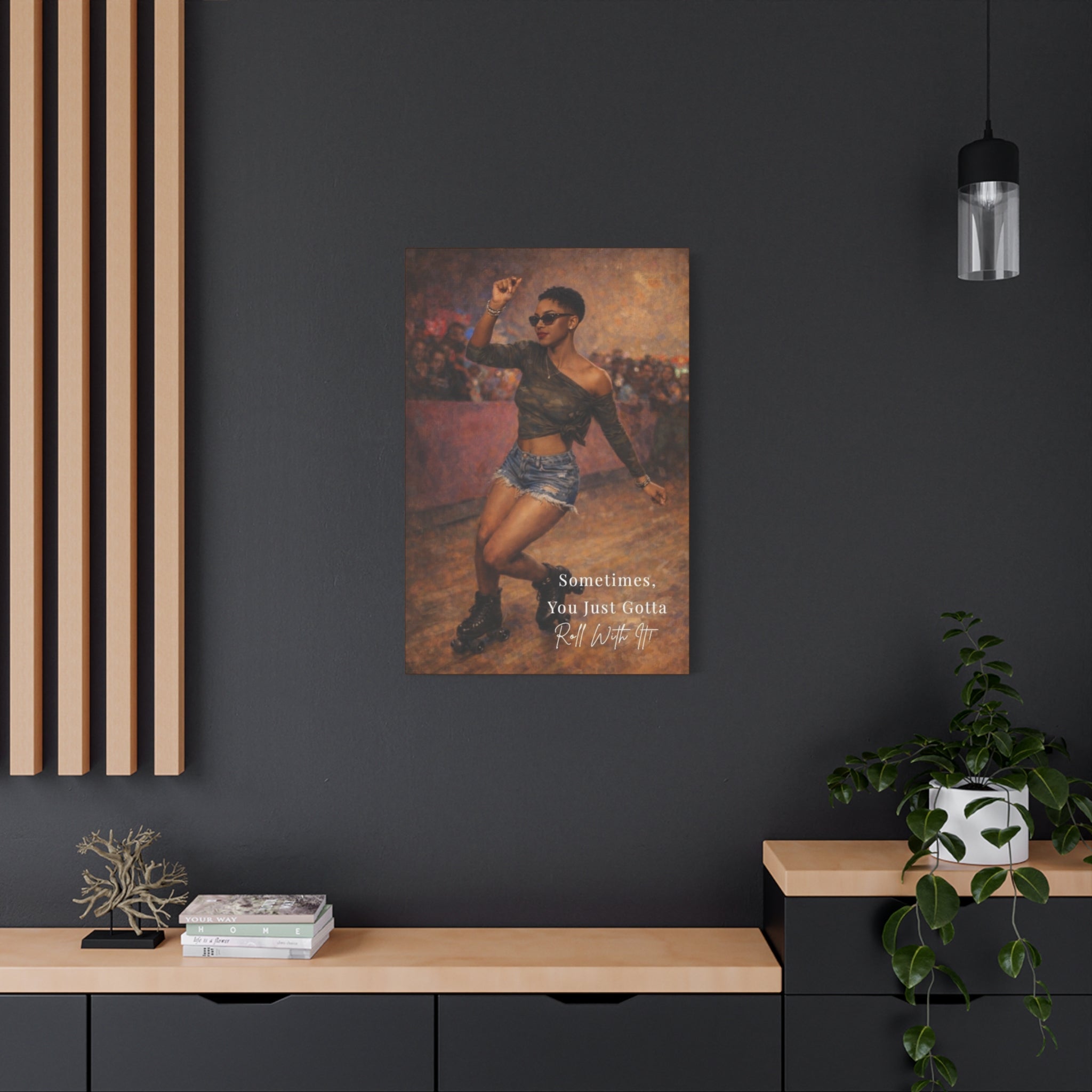 Roll With It Roller Skater Canvas Wall Art — "Sometimes, You Just Gotta Roll With It" by Relatable Designs