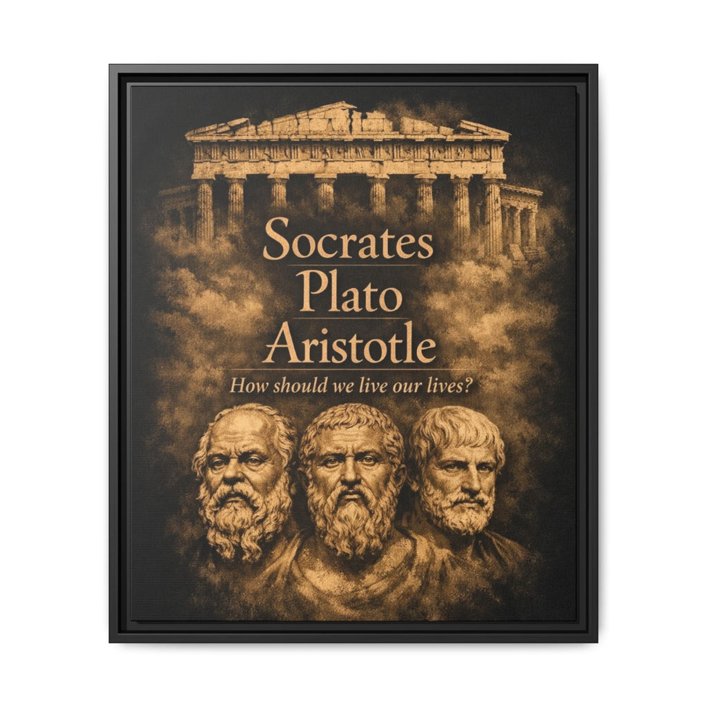Socrates Plato Aristotle Framed Matte Canvas Print — Classical Philosophy Portrait Wall Art by Relatable Designs