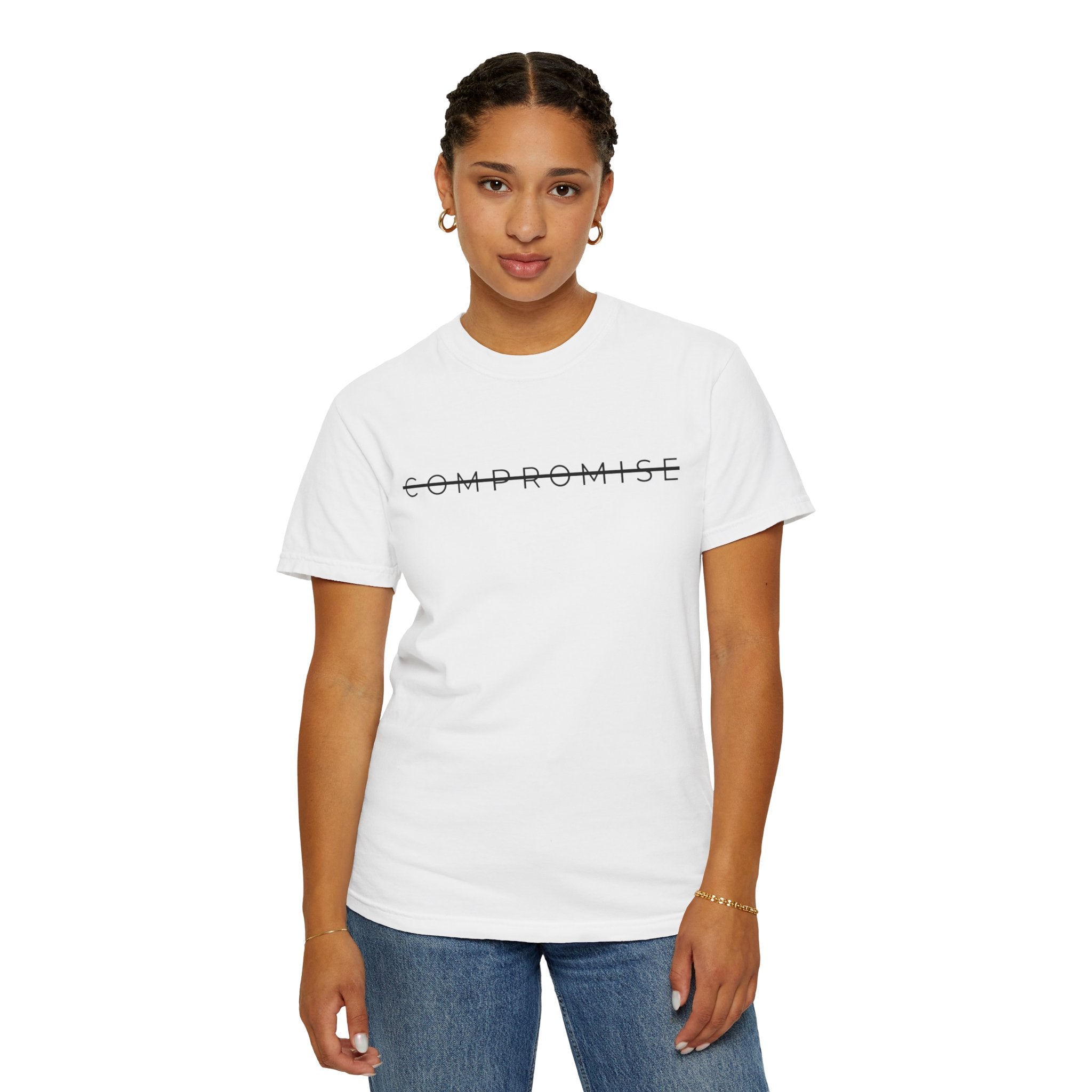 T-Shirt — "Compromise" Minimalist Script Tee by Relatable Designs