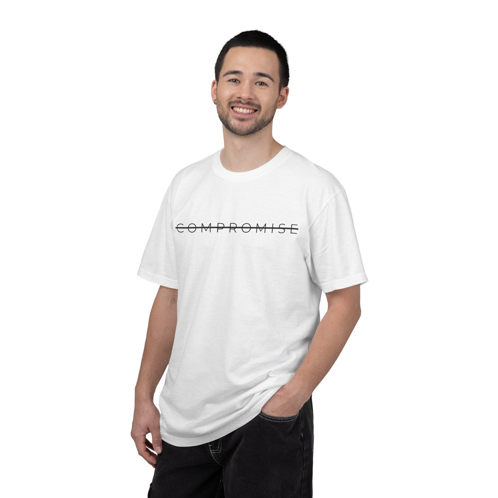 T-Shirt — "Compromise" Minimalist Script Tee by Relatable Designs