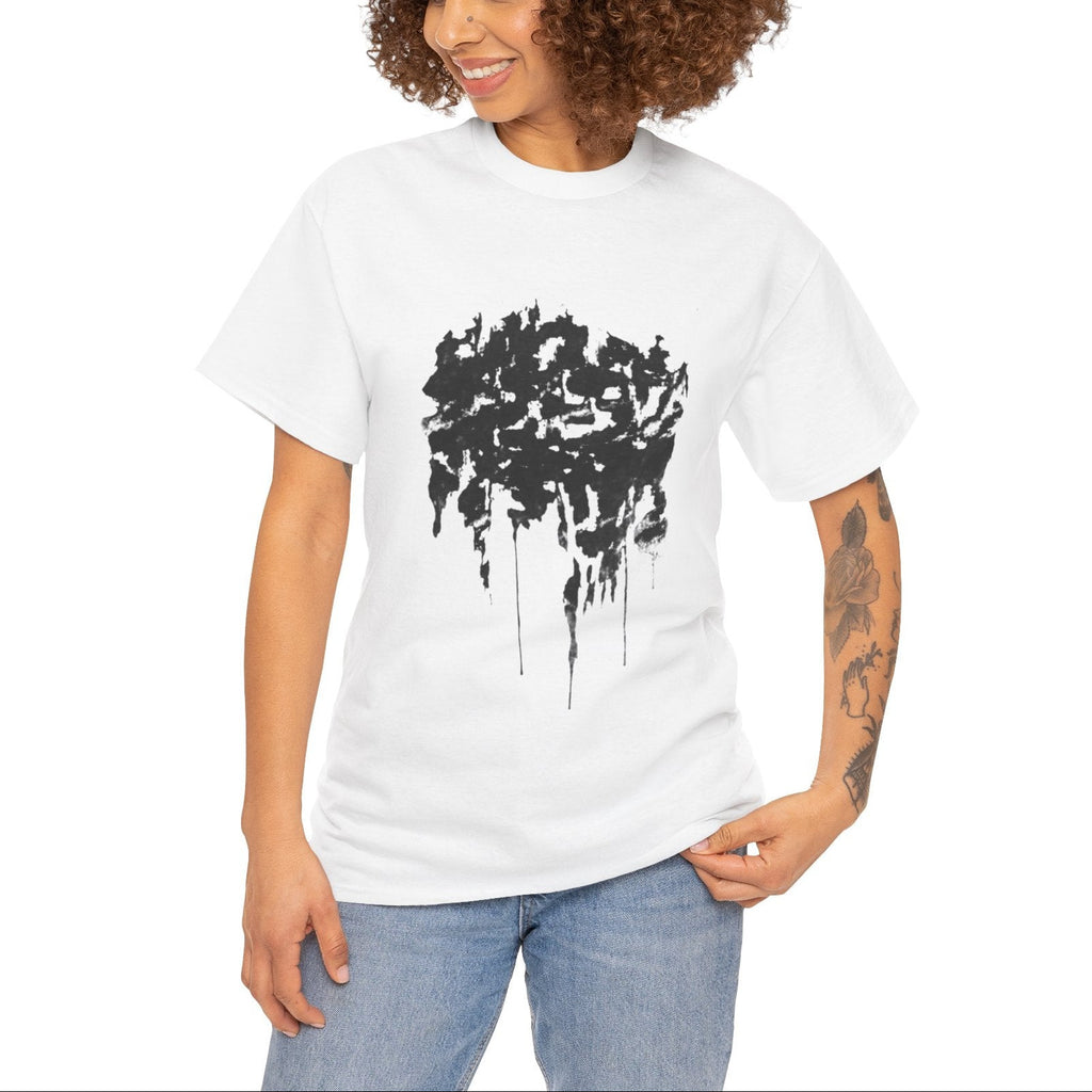 Relatable Designs white graphic t-shirt with abstract heart design casual everyday outfit mock-up
