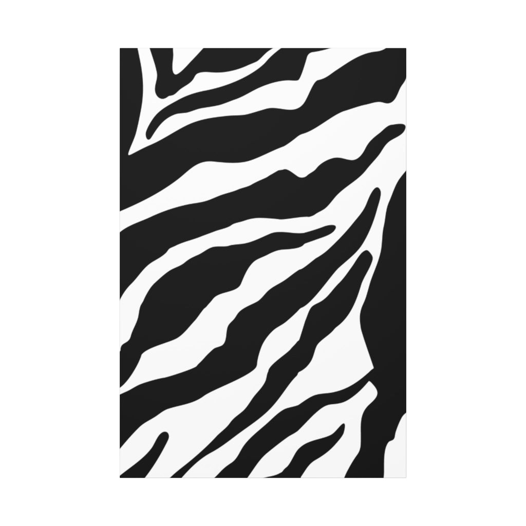 Black and white abstract wall art with tiger stripe pattern on modern canvas print