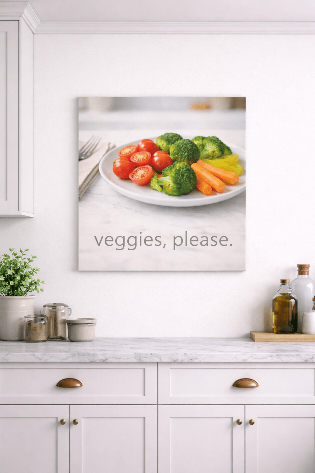 Veggies, Please Canvas Wall Art — Healthy Eating Kitchen Decor | Kitchen Wall Art That Speaks by Relatable Designs